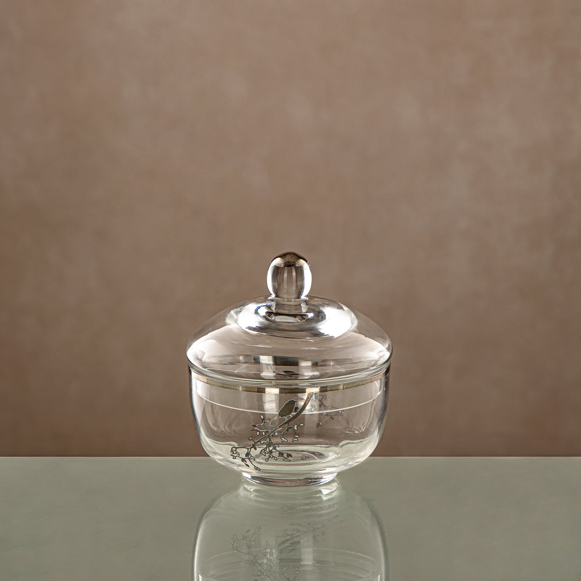 Almarjan Sugar Bowl Clear & silver with cover (0137T-XQZT-SIL) Gatherings, special occasions, Ramadan, eid