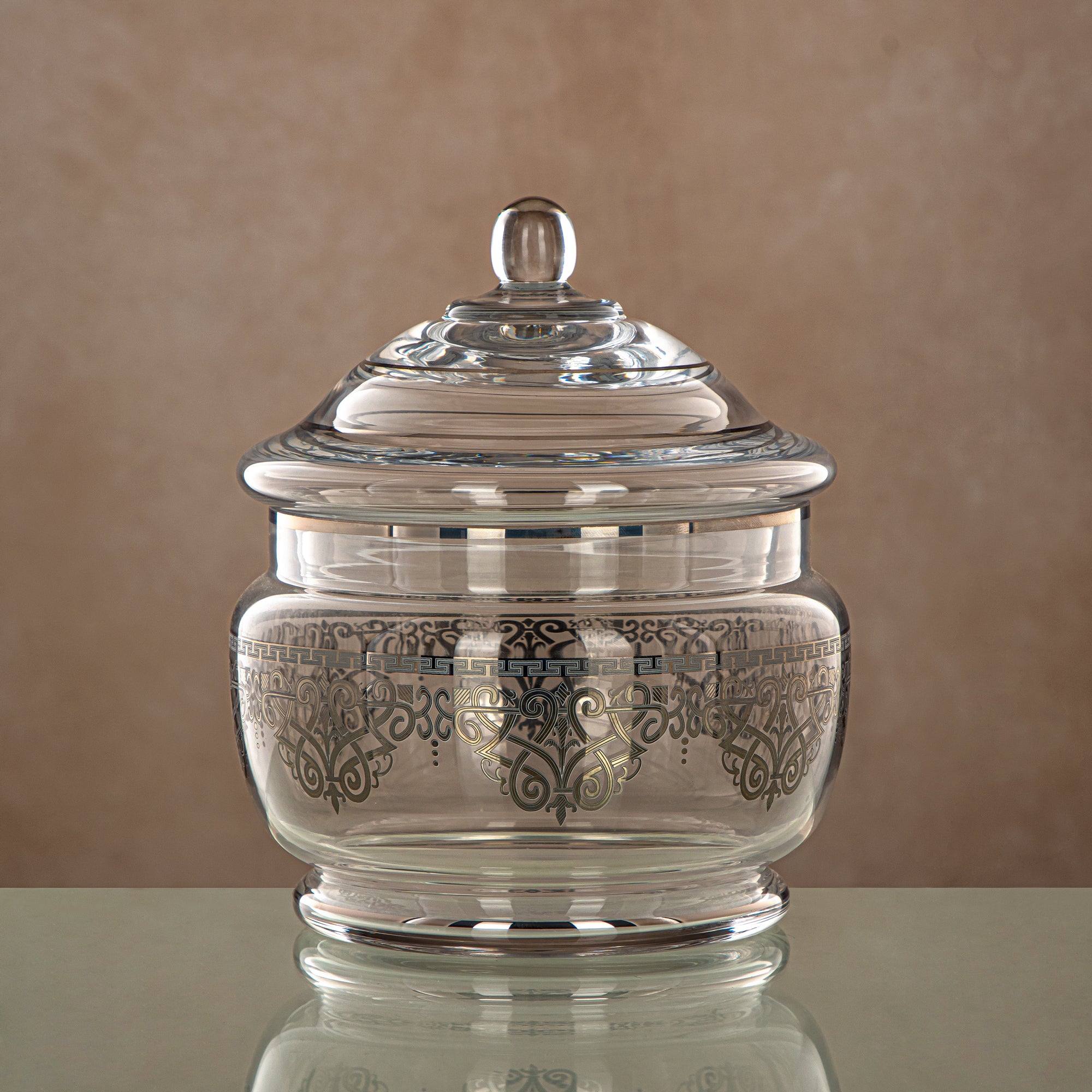 Almarjan Candy Bowl Clear & Silver 1500ML (0138T-YCS-SIL) Gatherings, special occasions, Ramadan, eid