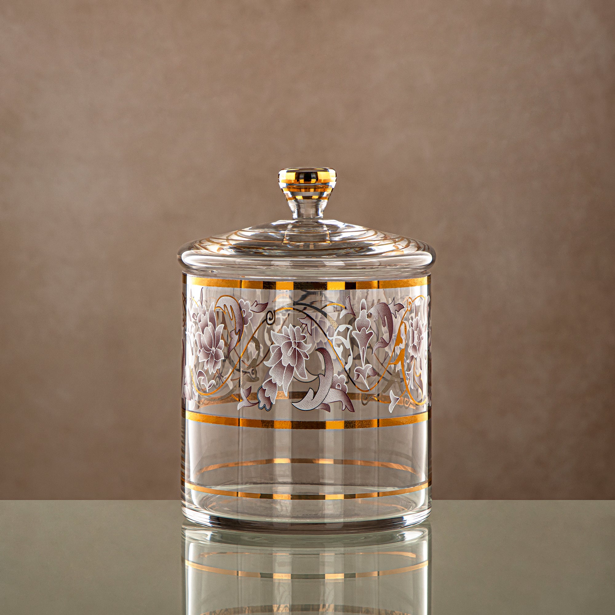 Almarjan Candy Bowl 900ML, Glass, Clear & Golden Pattern (0194T-ZQDL) - Family Gatherings