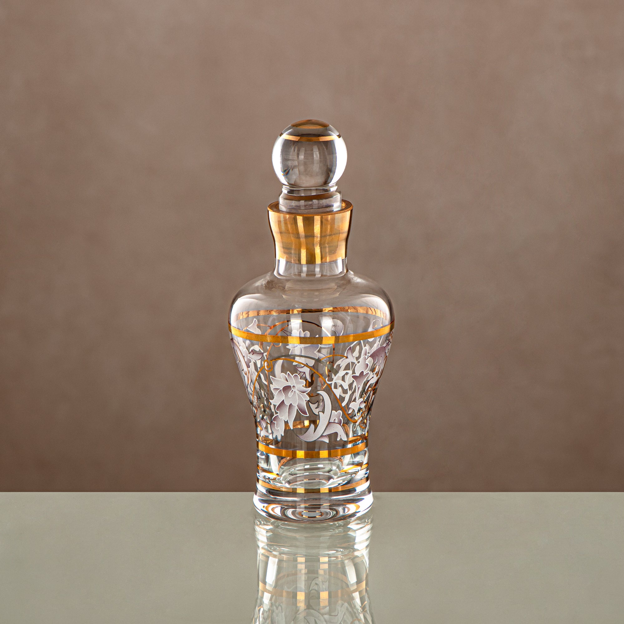 Almarjan Perfume Bottle 12.5 Tola, Glass, Clear & Golden Pattern (0865P-ZQDL) - Dehn Oud Bottle