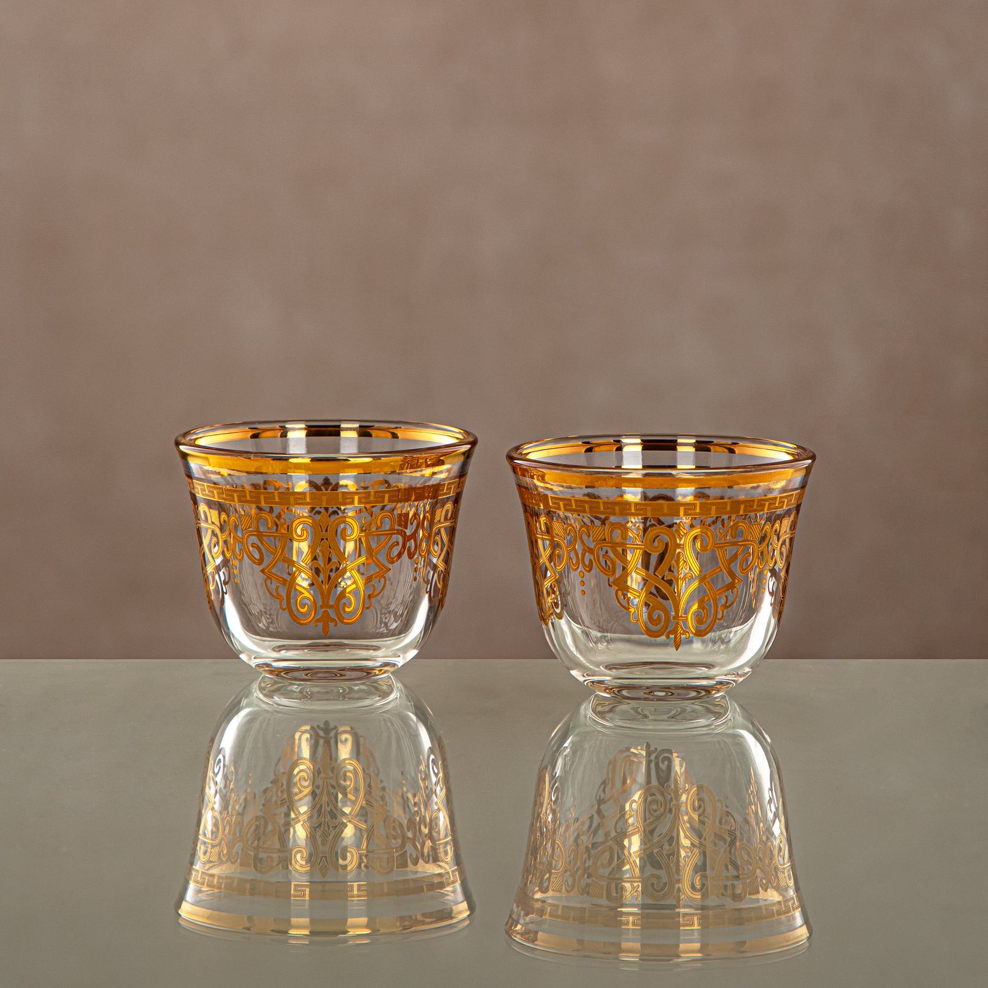 Almarjan Cawa Cup Set Clear & Gold 6 pieces (1013B-YCS-GLD) Gatherings, special occasions, Ramadan, eid