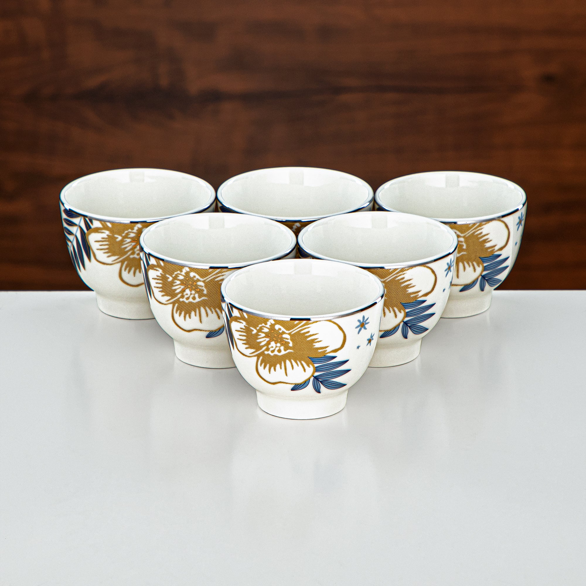 Almarjan Tea Set Borosilicate Glass, Stainless Steel & Porcelain 18 Pieces (18PCS-12196-1) – Blue Botanical Tea Collection