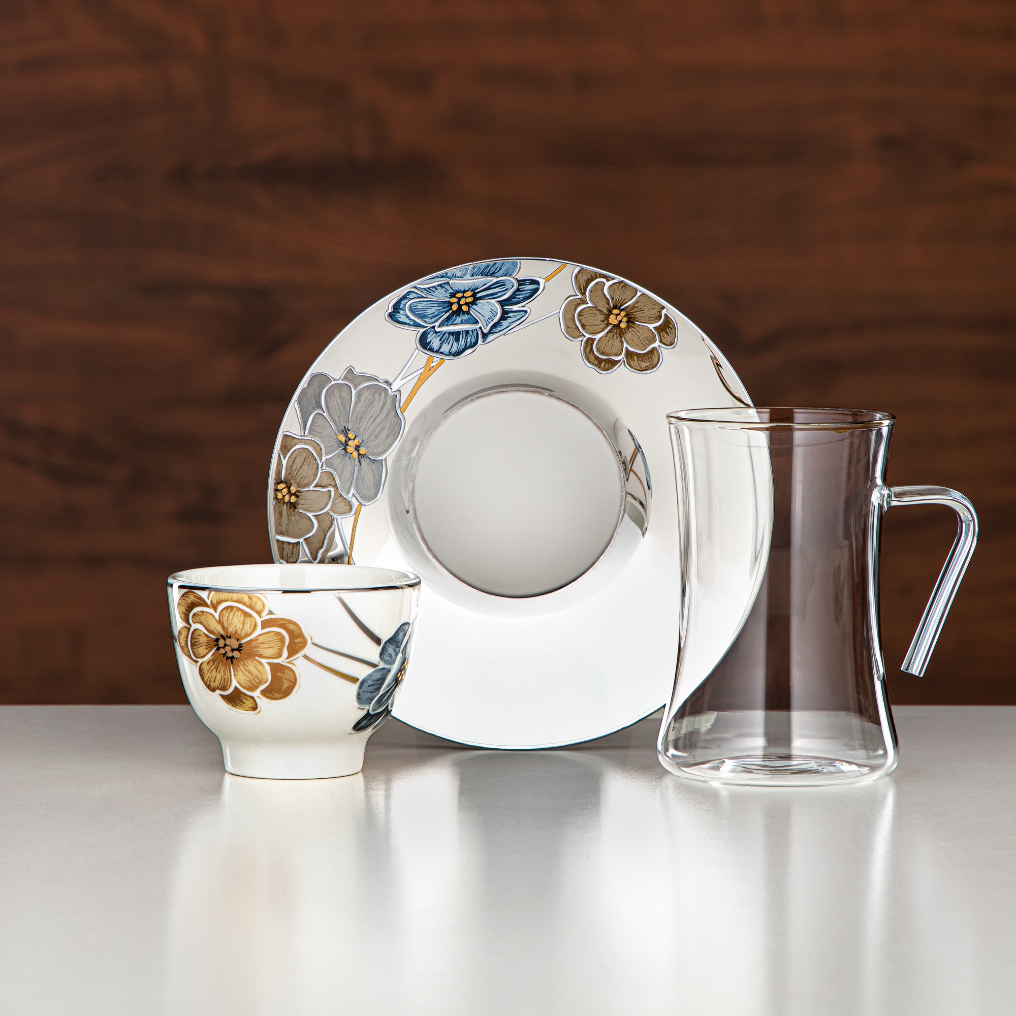 طقم ترمس المرجان وشاي ABS مطفي فضي وذهبي مطفي 20 قطعة (GOK-S-MS-MG + 18PCS-12256-1) – تقديم أنيق | رمضان والتجمعات