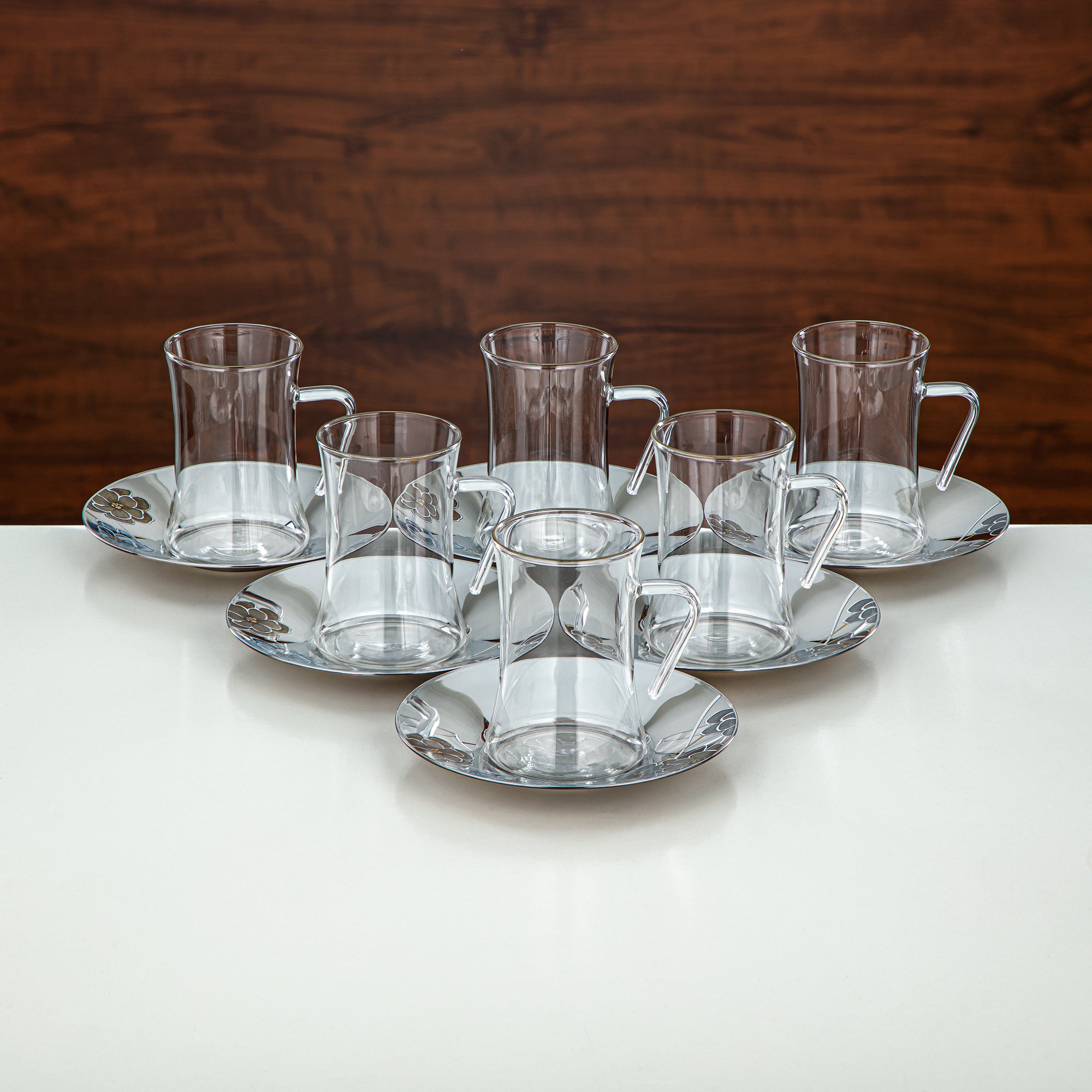 طقم شاي المرجان زجاج بوروسيليكات، ستانلس ستيل وخزف 18 قطعة (18PCS-12256-1) – مجموعة شاي زهرية أنيقة