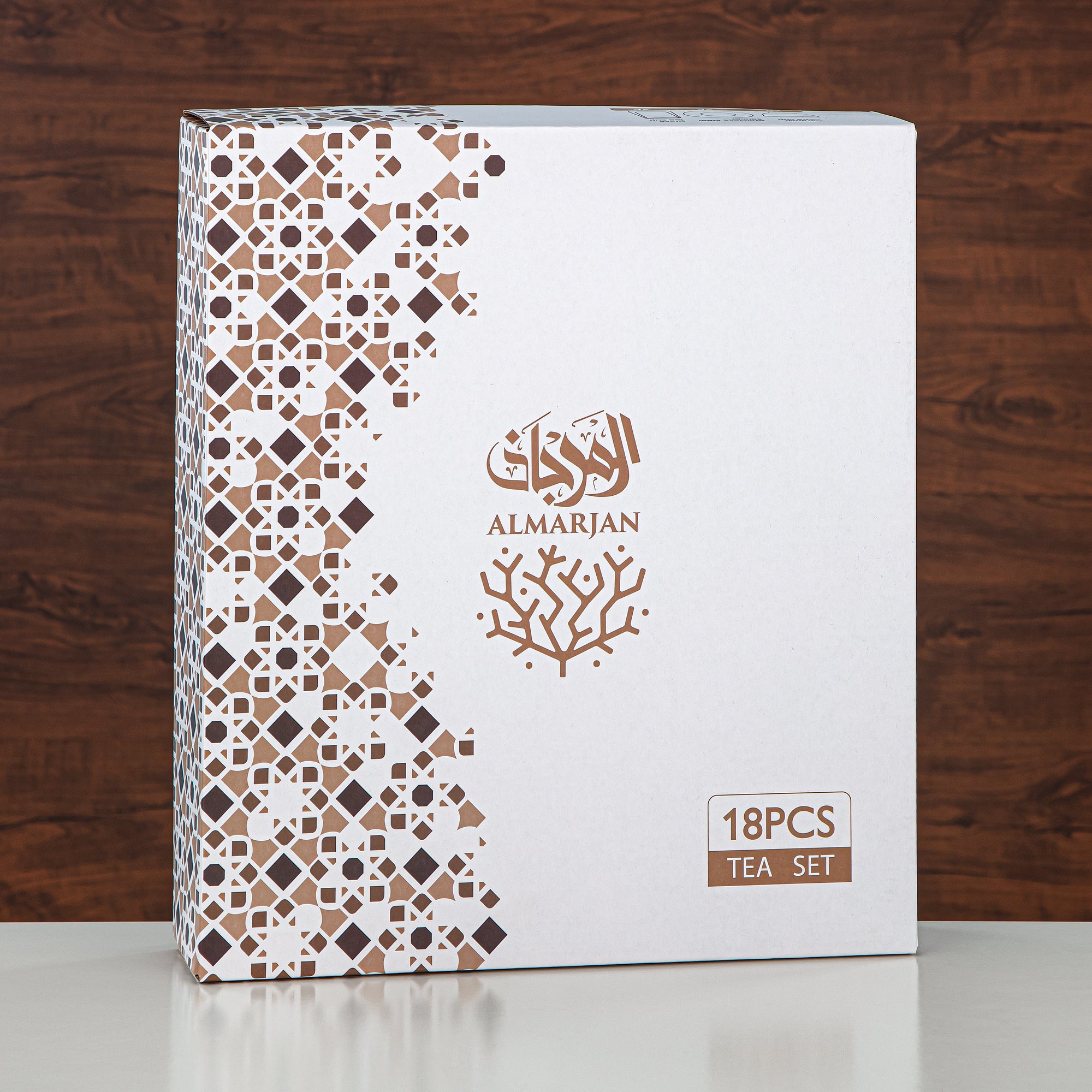 طقم شاي المرجان زجاج بوروسيليكات مزدوج الجدار، ستانلس ستيل وبورسلين 18 قطعة (18PCS-12256-3) – مجموعة شاي زهور عصرية