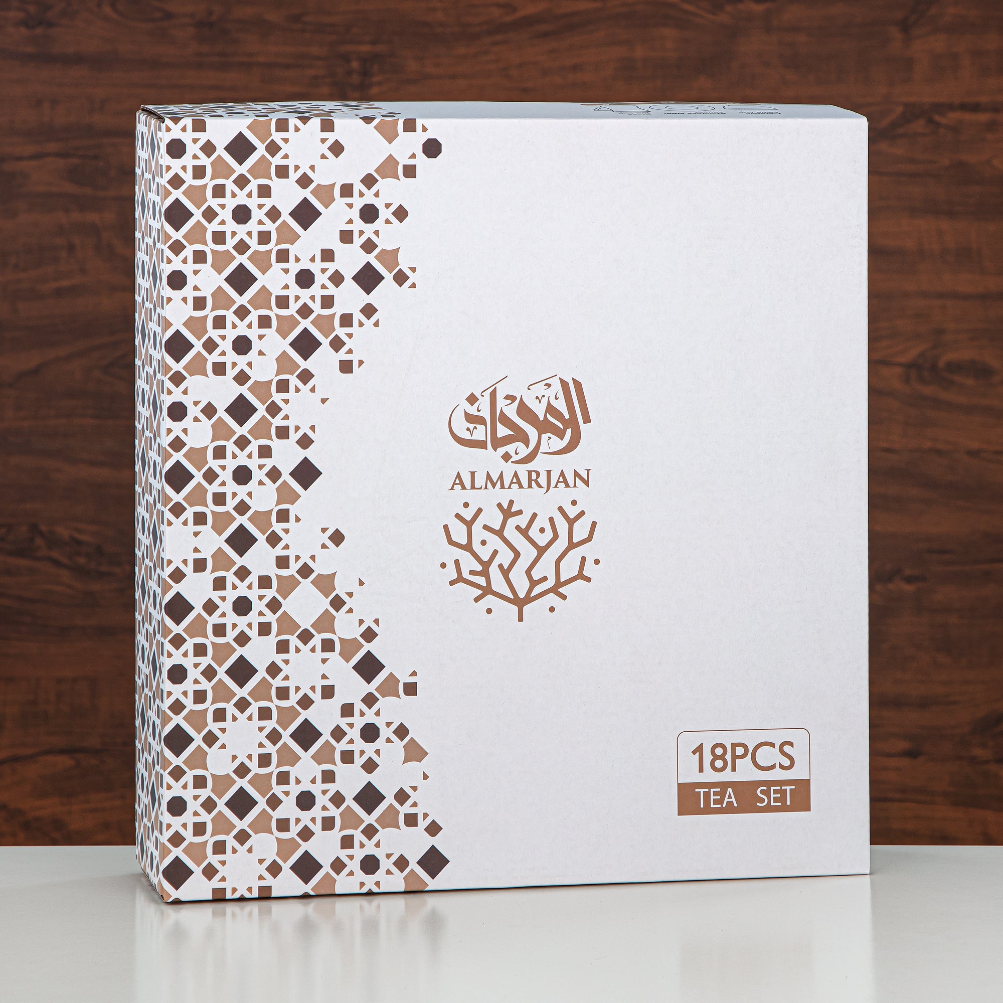 طقم شاي المرجان زجاج بوروسيليكات، ستانلس ستيل وخزف 18 قطعة (18PCS-12257-1) – مجموعة شاي إيميرالد بلوم