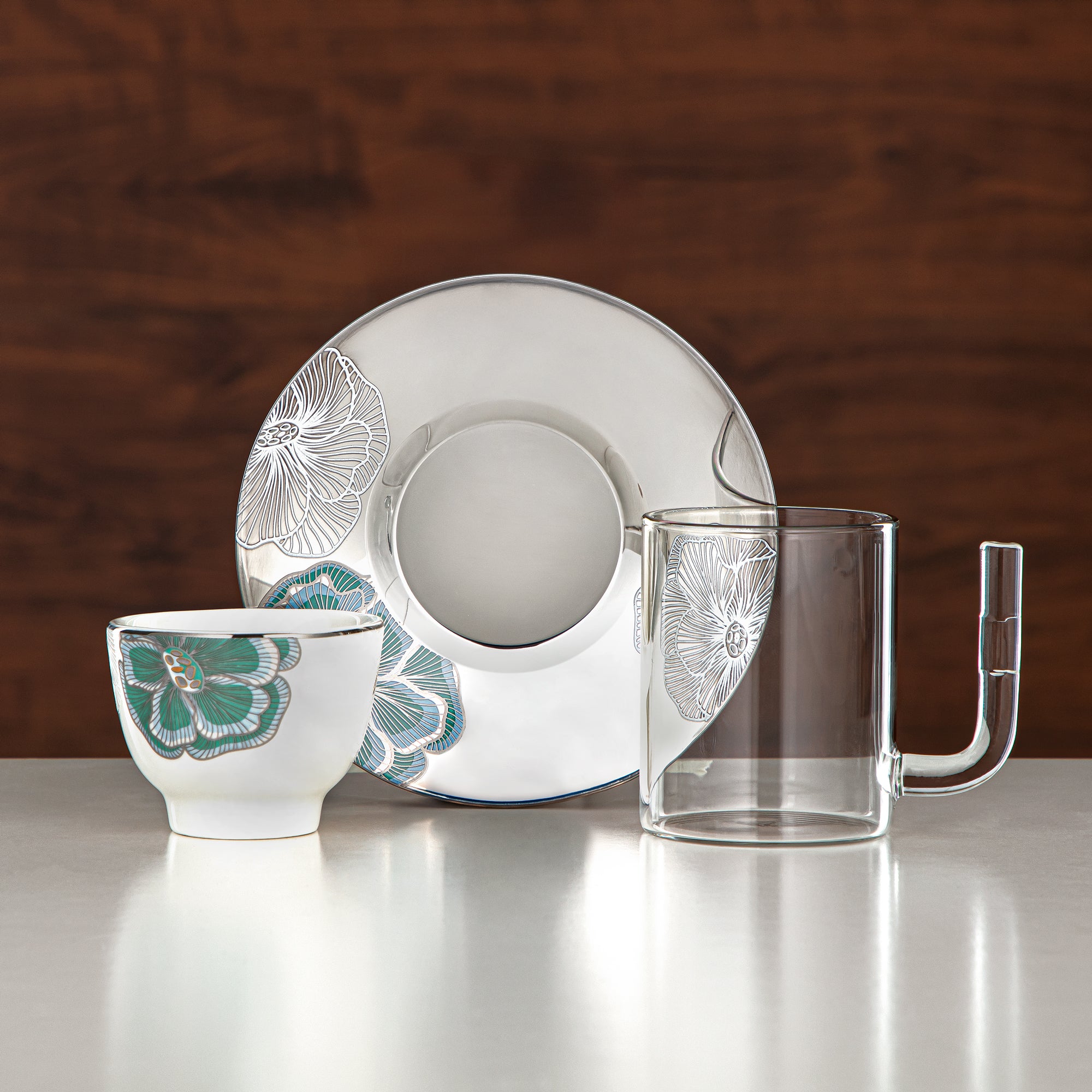 Almarjan Vacuum Flask Set 20 Pieces | Matt Silver 1L + 1L (GOK-S-MS-MS + 18PCS-12257-2) – Elegant Serving | Gatherings, Special Occasions, Ramadan, Eid