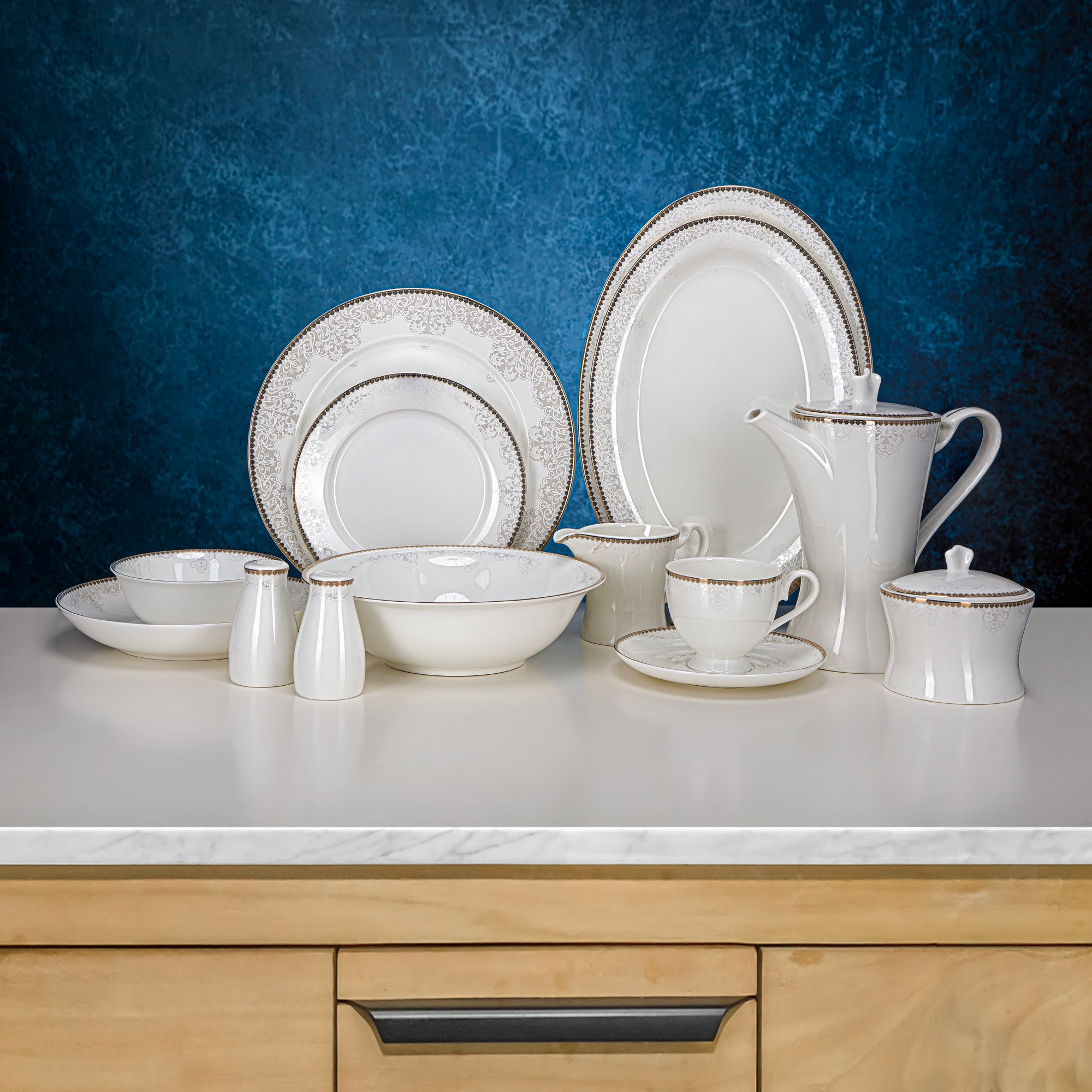 Almarjan 46 Pieces Bon China Dinner Set 1934