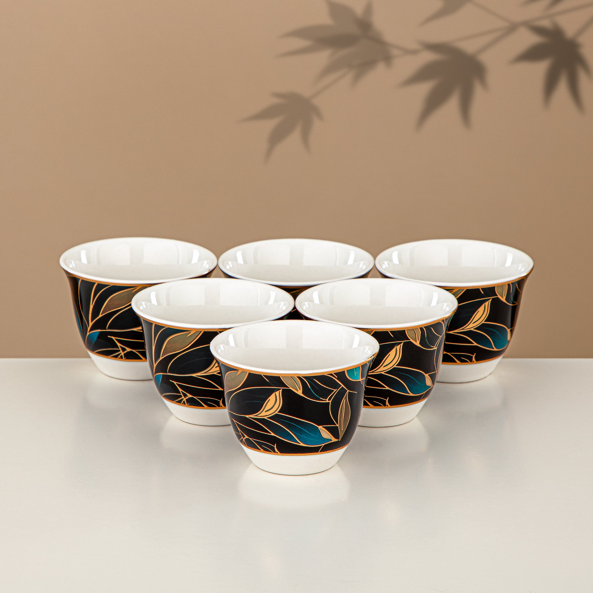 مجموعة طقم ترامس 24 قطعة، 1 لتر + 1 لتر، زهور وذهب مطفي (24-JBH-TR-AZ03G) - مجموعة الشاي والقهوة الكاملة