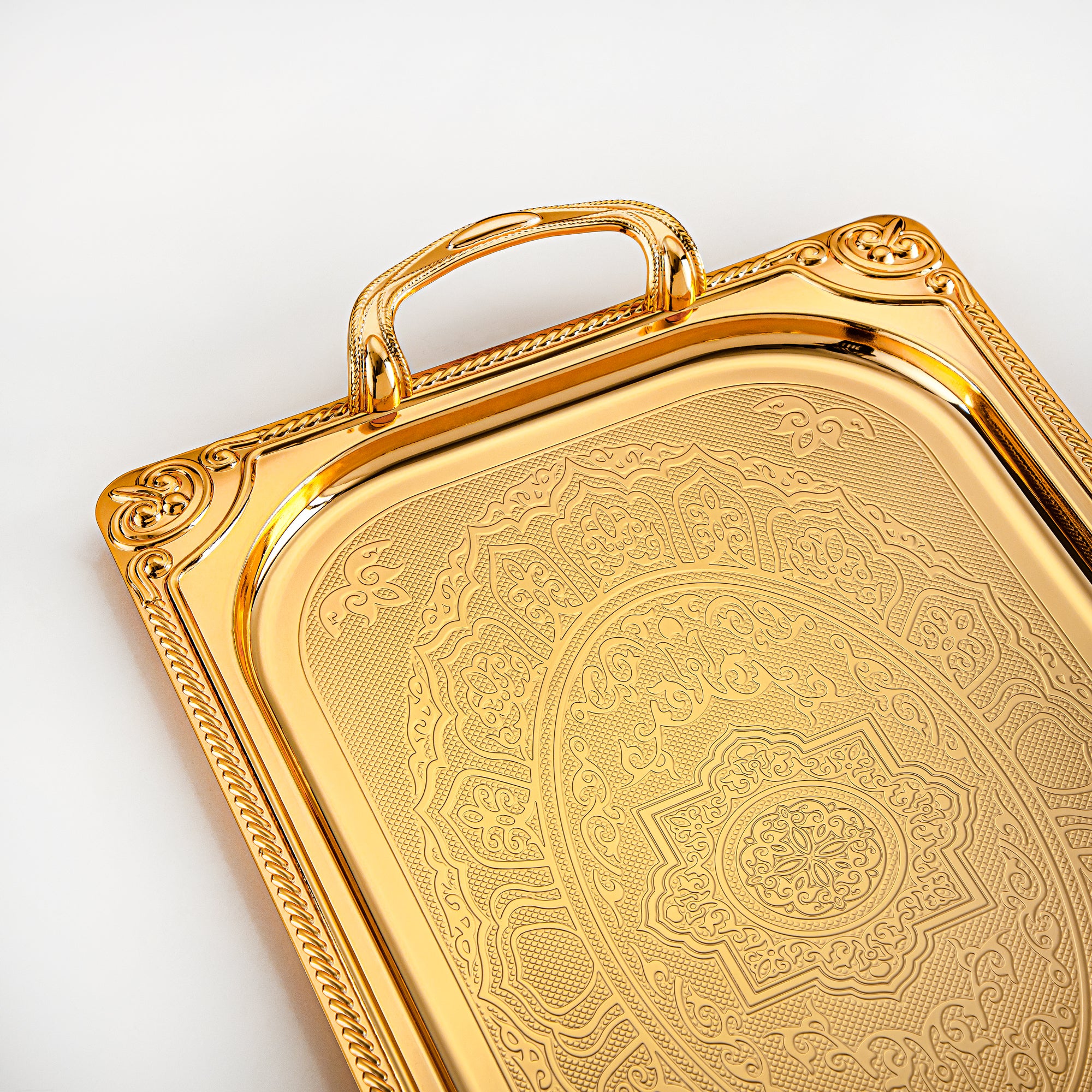 Almarjan Serving Tray, Golden (307XL-FG) | Ramadan & Special Occasions