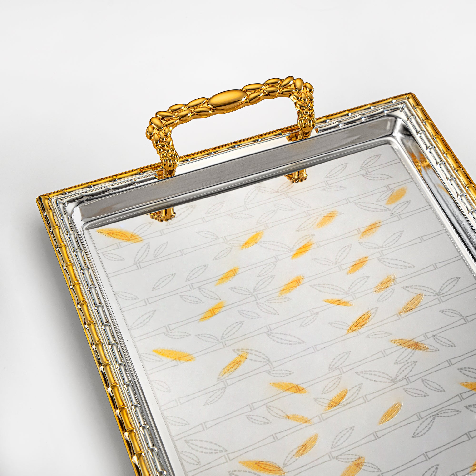 طقم صواني تقديم المرجان - 3 قطع، فضي وذهبي (335XLLM-SG) | رمضان والمناسبات الخاصة