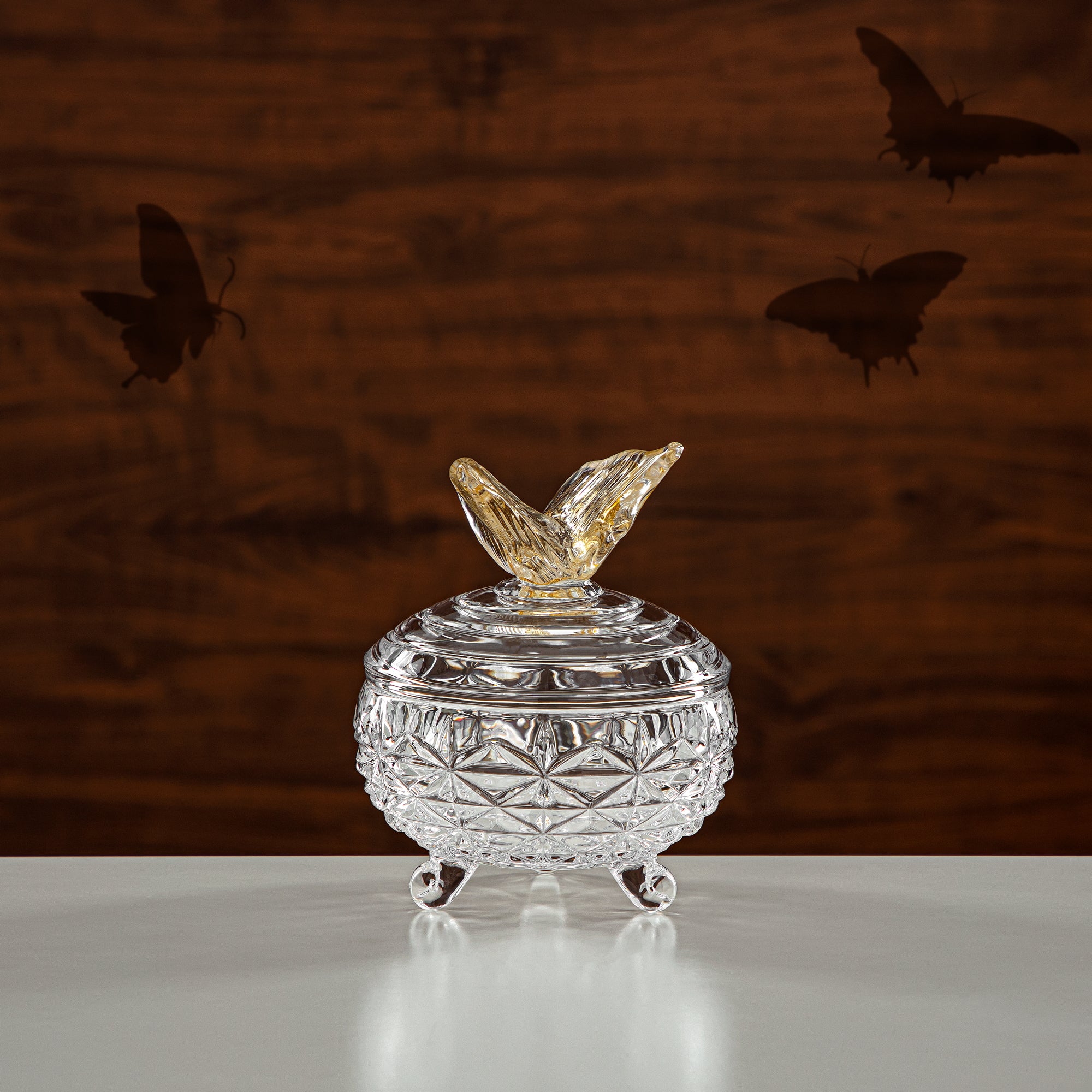 وعاء حلوى المرجان 11 سم زجاج شفاف وعسلي (41013-110L-BA) قطع أنيقة للضيافة