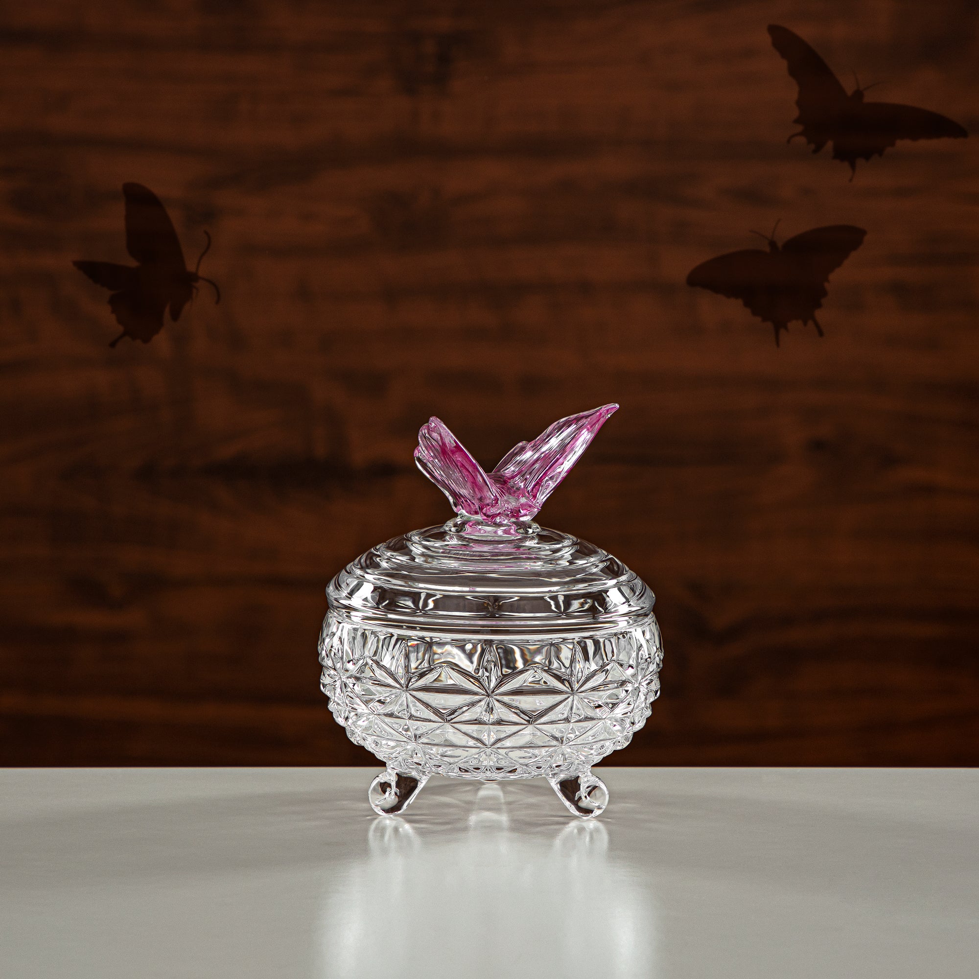 وعاء حلوى المرجان 11 سم زجاج شفاف ووردي (41013-110L-BG) قطع أنيقة للضيافة