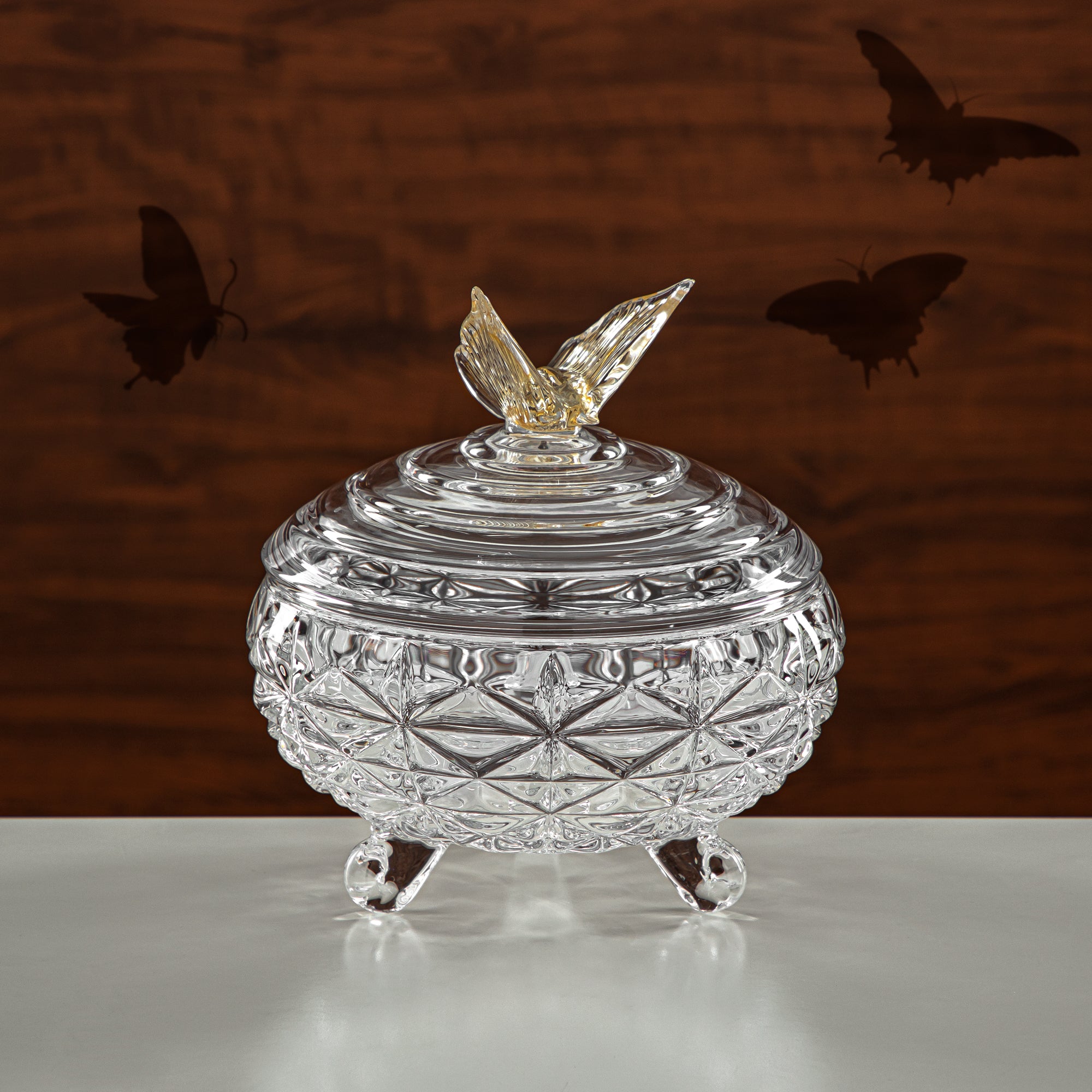 Almarjan Candy Bowl 20CM Glass Clear & Amber (41013-185L-BA) Elegant Hosting Pieces