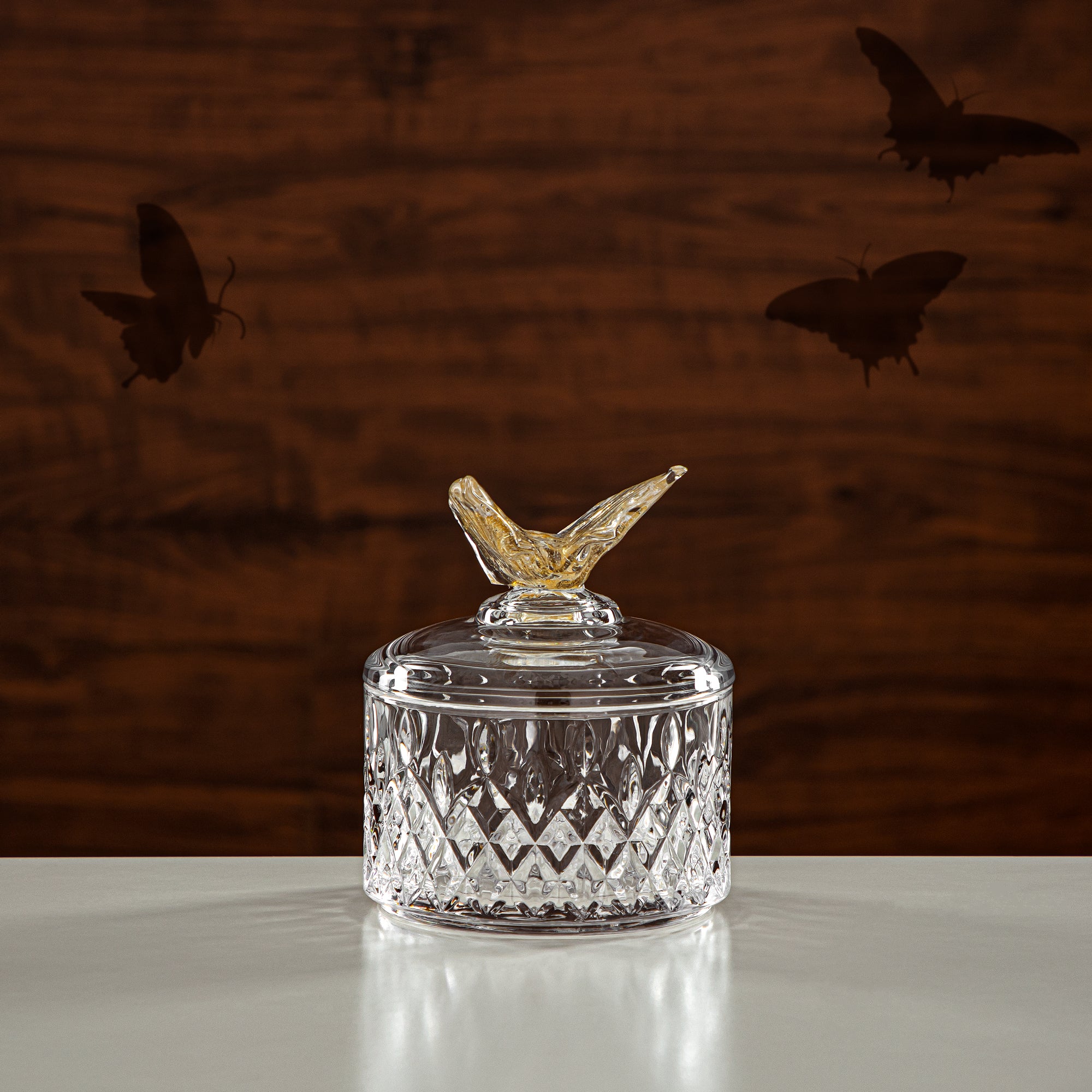 وعاء حلوى المرجان 10.5 سم زجاج شفاف وعسلي (41245-275-BA) قطع أنيقة للضيافة