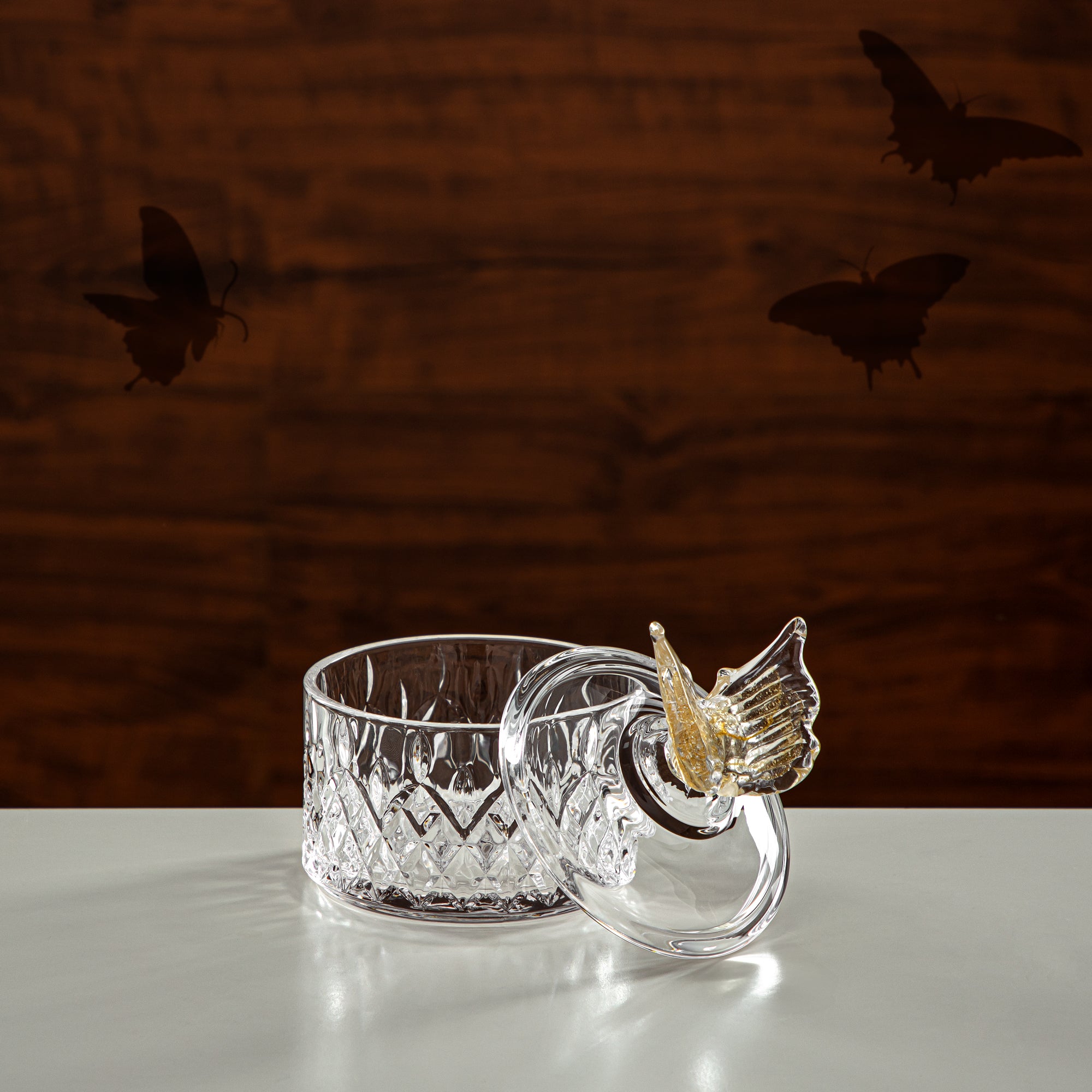 وعاء حلوى المرجان 10.5 سم زجاج شفاف وعسلي (41245-275-BA) قطع أنيقة للضيافة