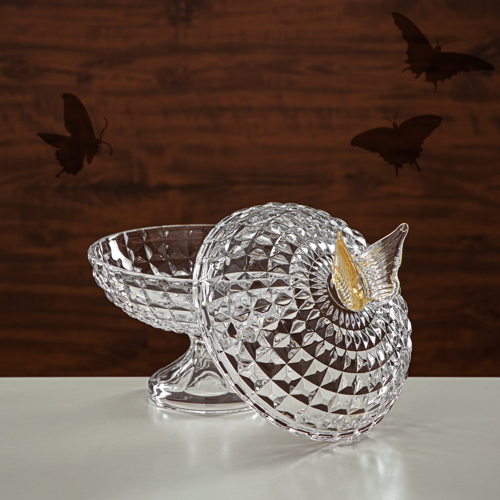 وعاء حلوى المرجان 20 سم زجاج شفاف وعسلي (42084-200-BA) قطع أنيقة للضيافة