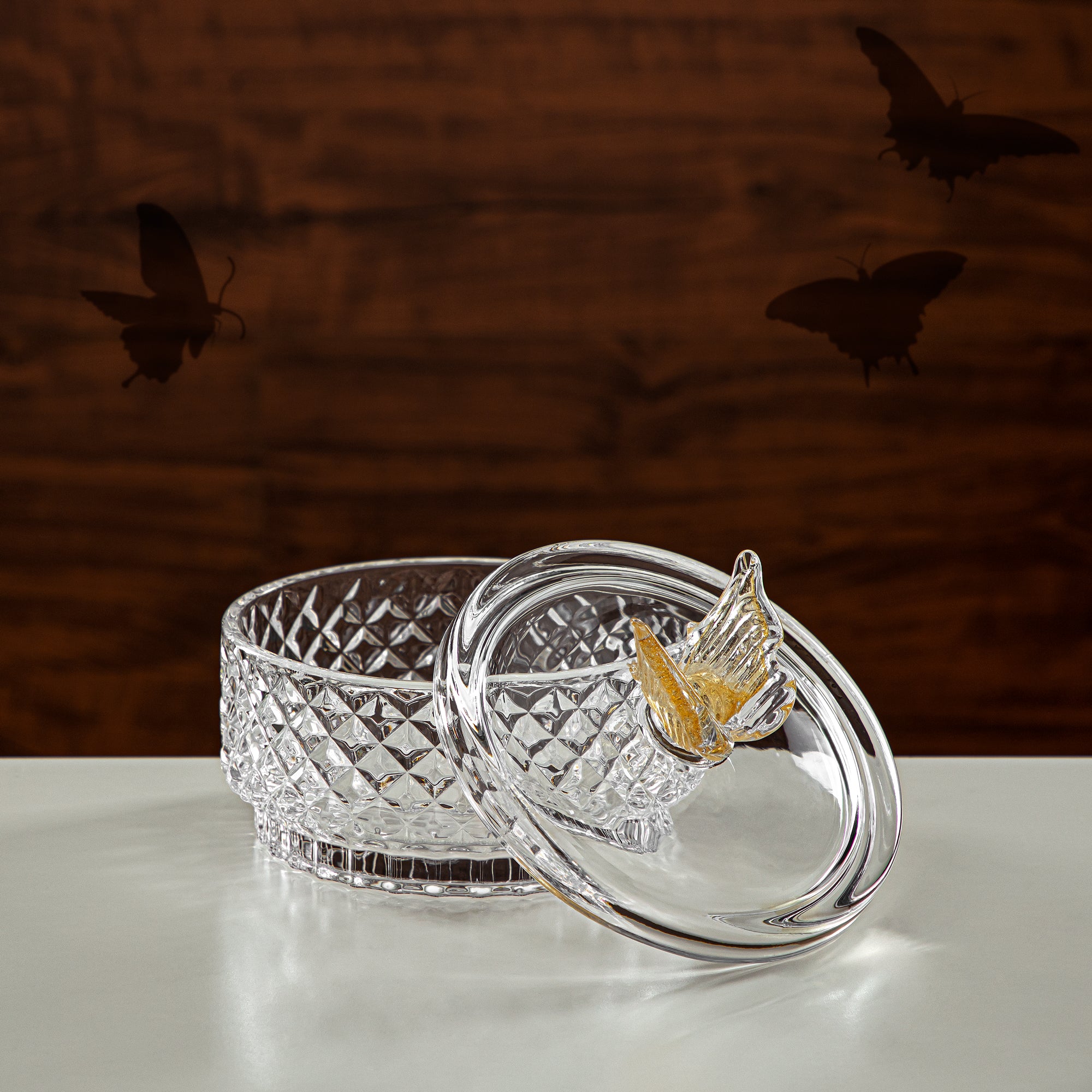 Almarjan Candy Bowl 15CM Glass Clear & Amber (42185-150LC-BA) Elegant Hosting Pieces