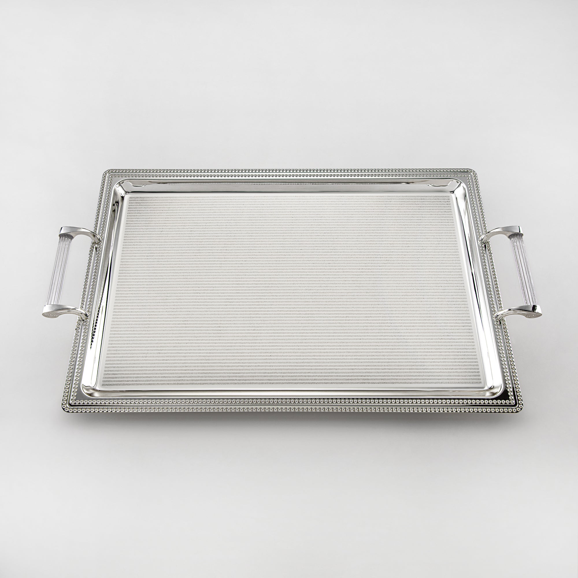 Almarjan Serving Tray, Transparent & Silver (576XL-S) | Ramadan & Special Occasions