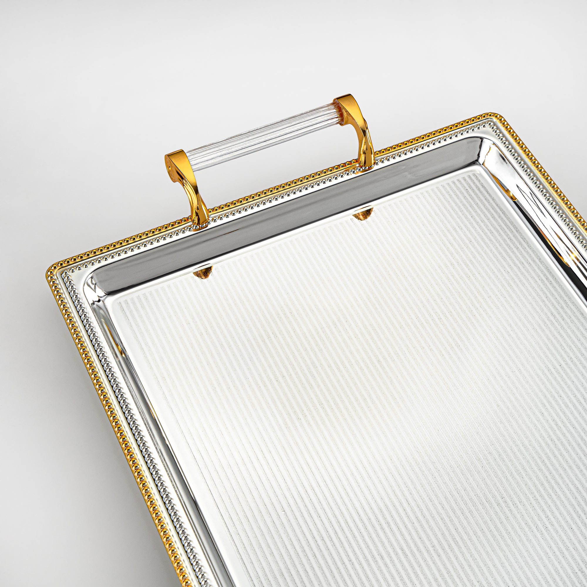 Almarjan Serving Tray Set - 3 Pieces, Silver & Golden (576XLLM-SG) | Ramadan & Special Occasions