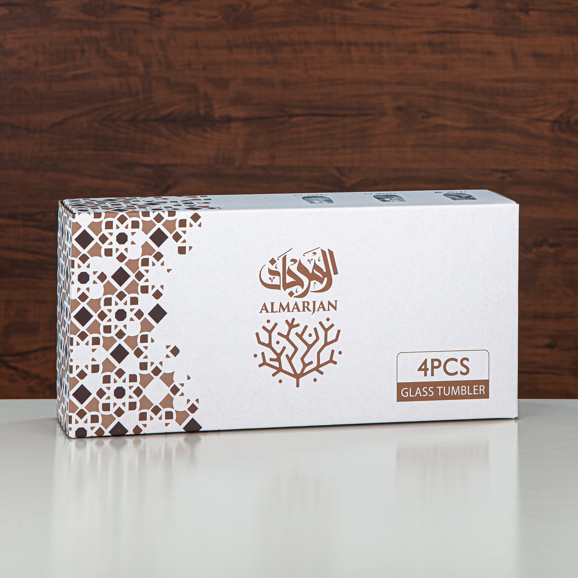 مجموعة أكواب زجاجية مزخرفة من المرجان فلورال 4 قطع (8233-5-12257) – مجموعة أدوات التقديم إيميرالد بلوم