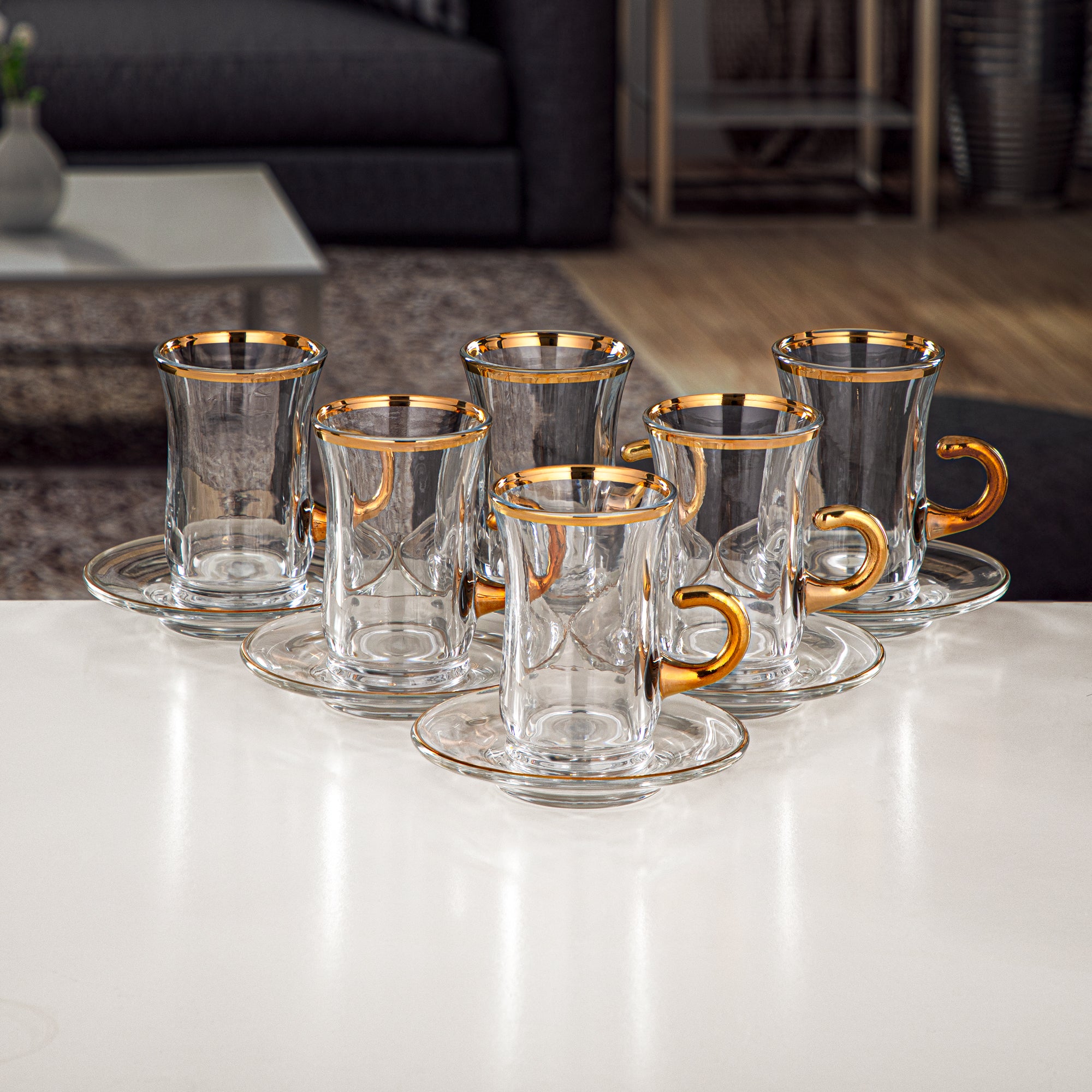 Almarjan Vacuum Flask Set 22 Pieces ABS 0.7L + 0.95L, Sage Green & Gold (AMJ Tea Set-4) - Coffee & Tea Rituals