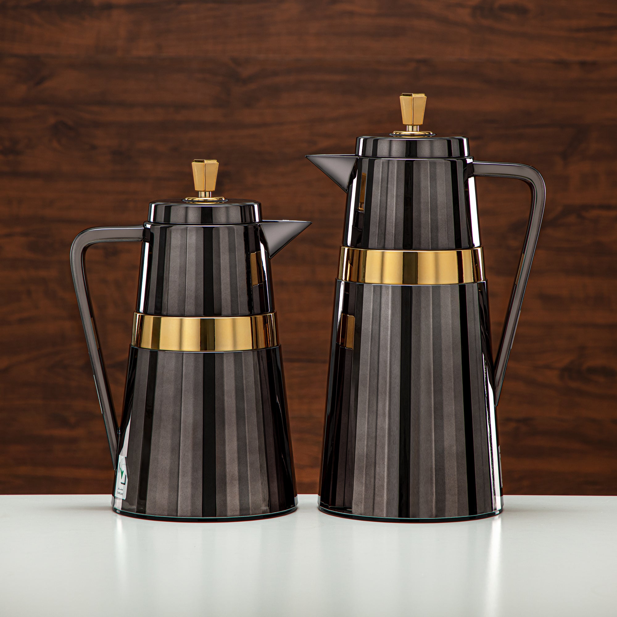 Almarjan 2 Pieces Vacuum Flask Set Black & Gold - C77-BG