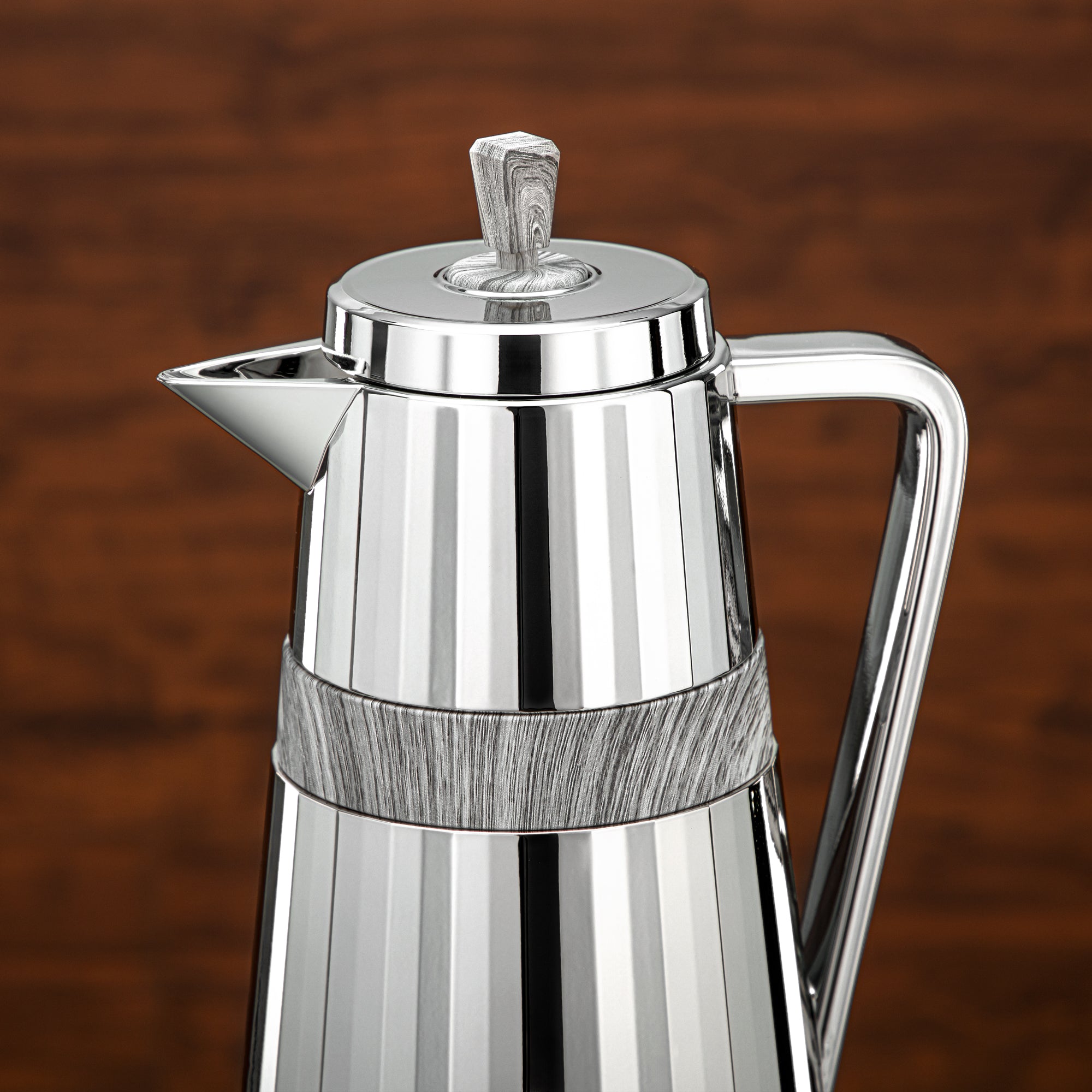 Almarjan 2 Pieces Vacuum Flask Set Silver & Grey Marble - C77-CGM