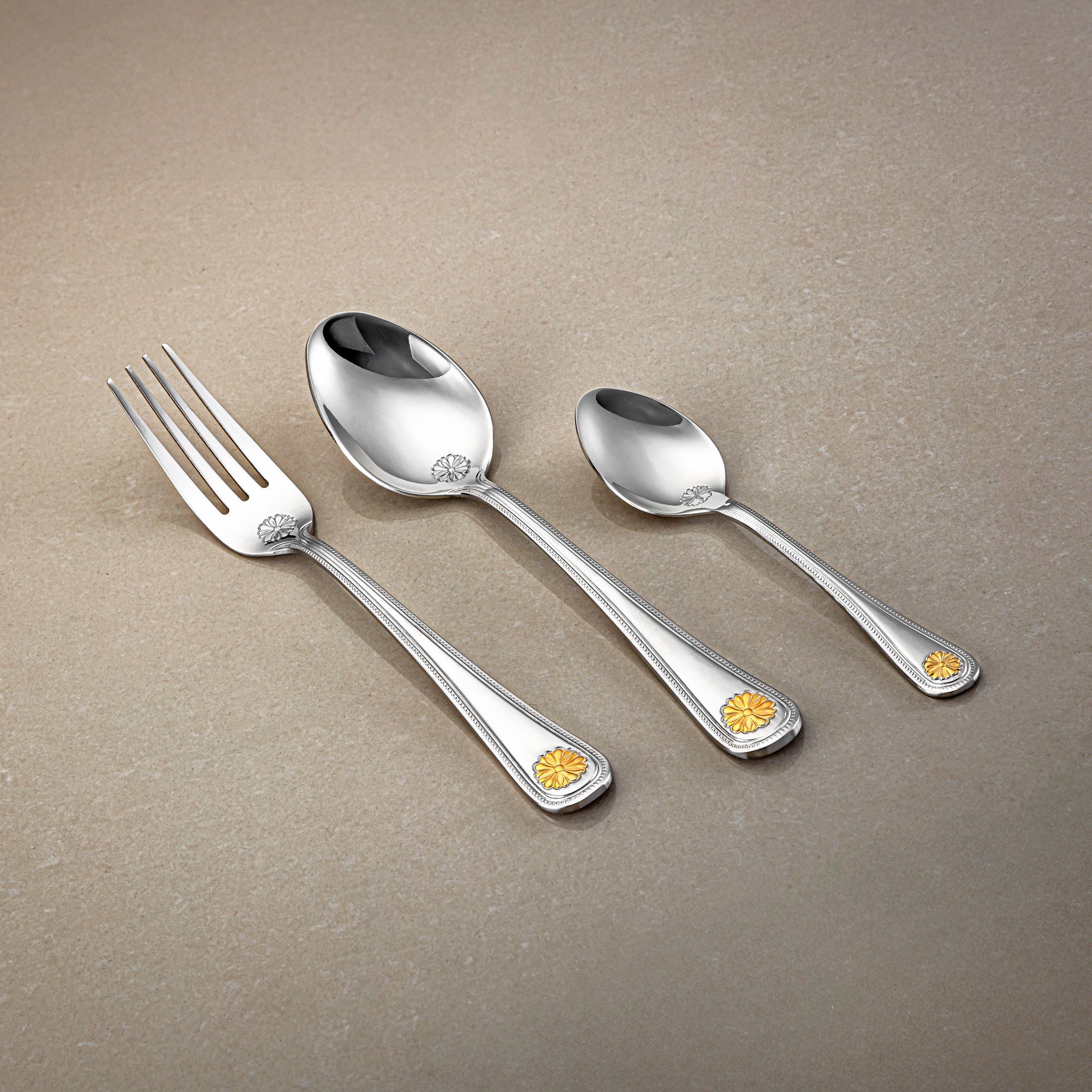 Almarjan Cutlery Set 40 Pieces, Stainless Steel, Silver & Gold (CUT0010380) Elegant Cutlery Set