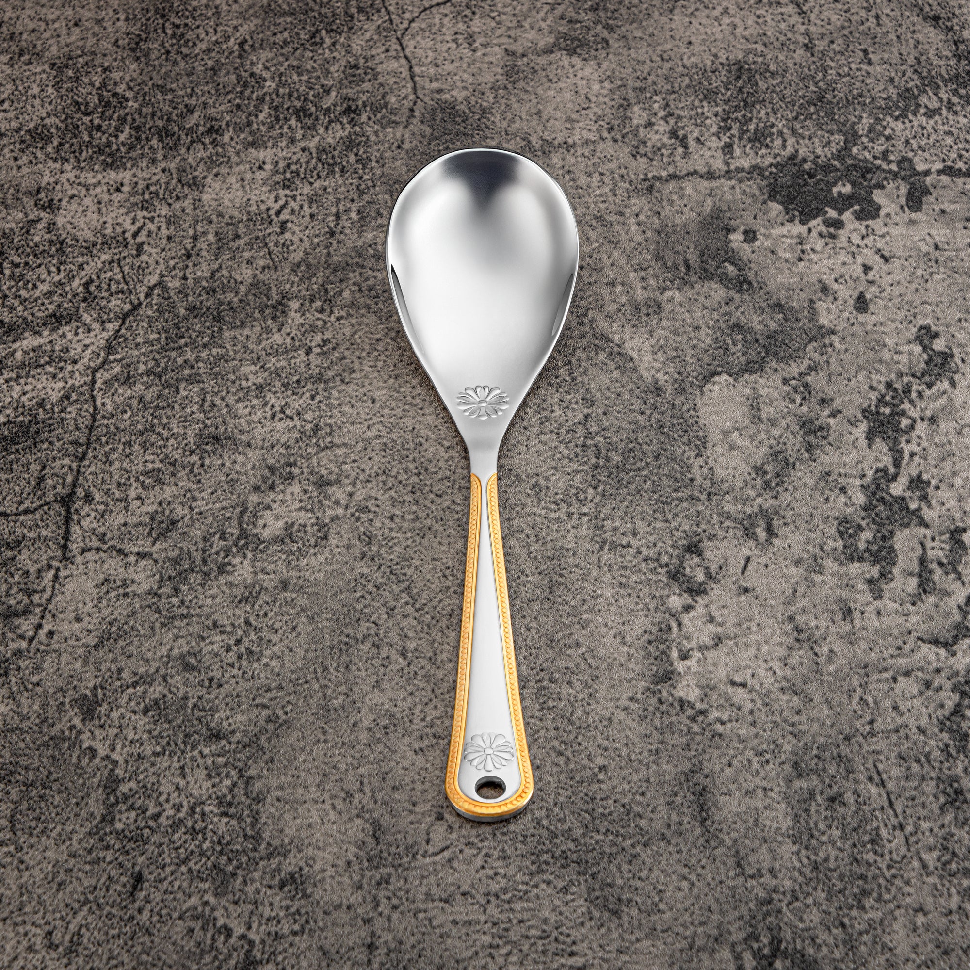 Almarjan Rice Spoon, Stainless Steel, Silver & Gold (CUT0010397) Elegant Flatware