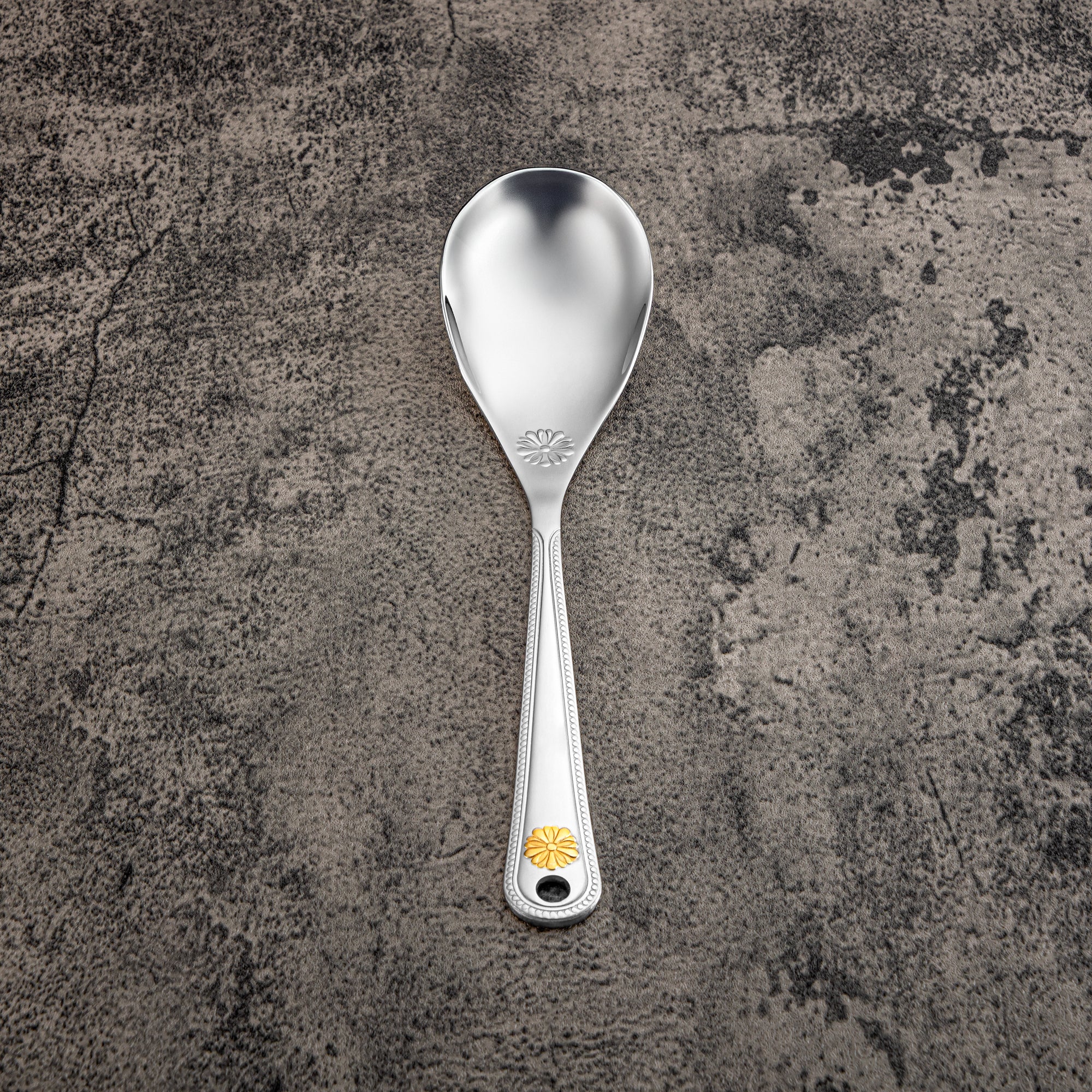 Almarjan Rice Spoon, Stainless Steel, Silver & Gold (CUT0010403) Elegant Flatware