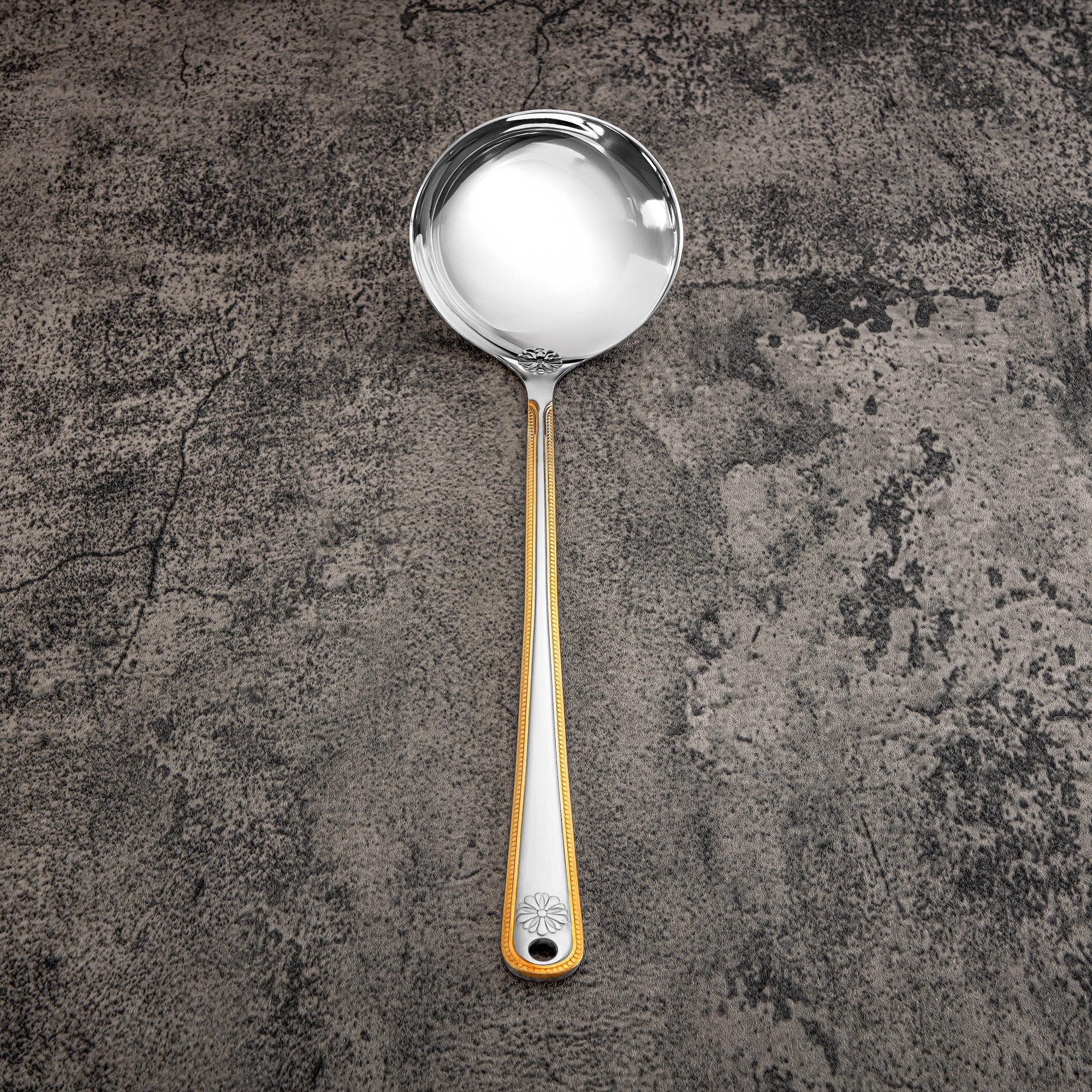 Almarjan Soup Ladle, Stainless Steel, Silver & Gold (CUT0010420) Elegant Flatware