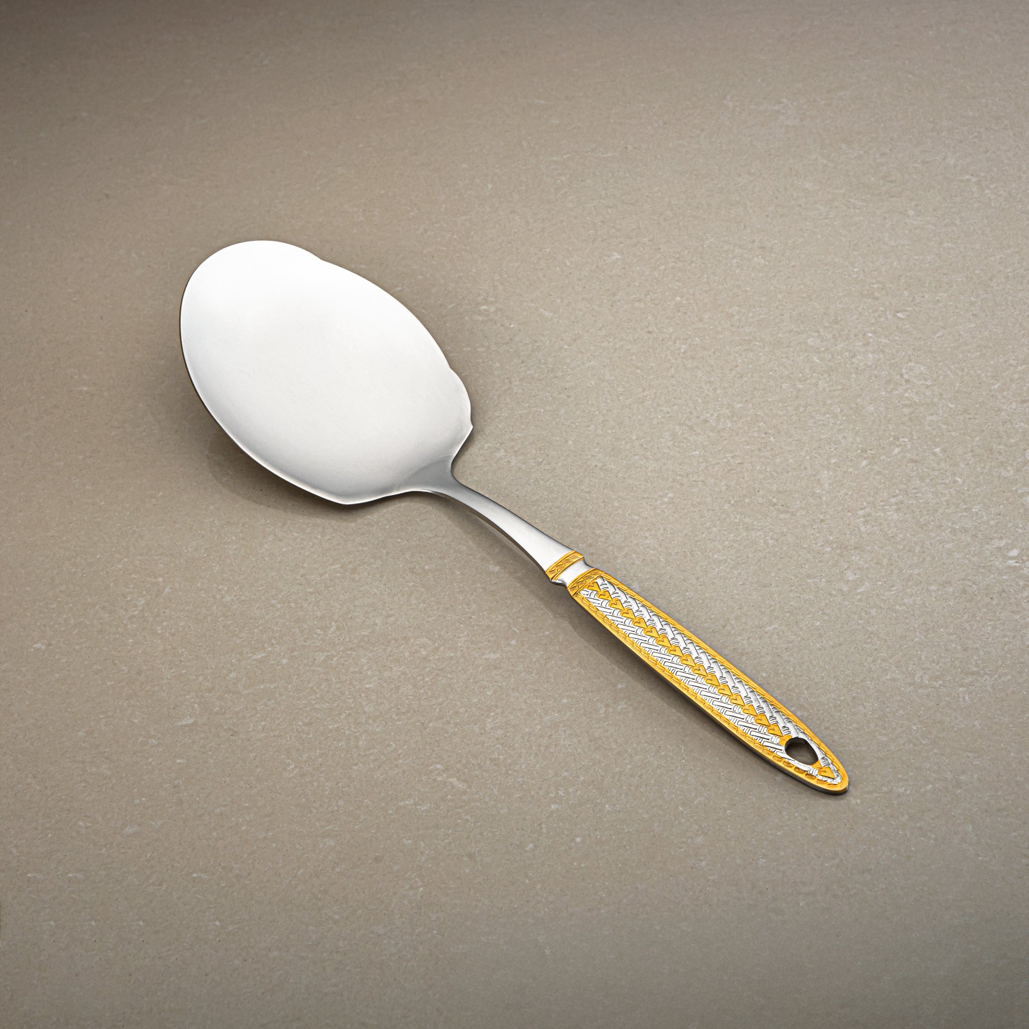 خادم أرز مسطح المرجان، ستانلس ستيل، فضي وذهبي (CUT0010483) أدوات مائدة أنيقة