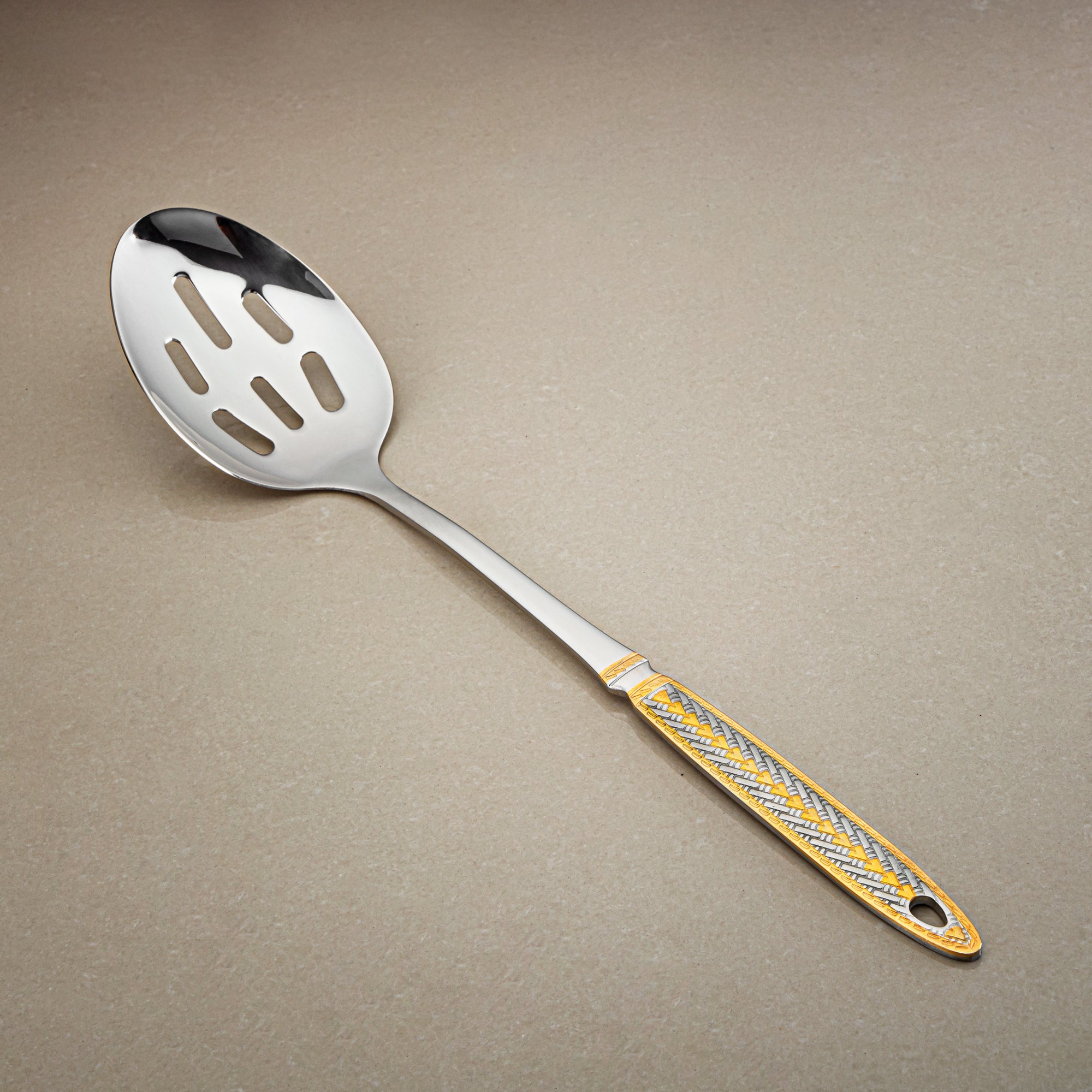 ملعقة مشقوقة المرجان، ستانلس ستيل، فضي وذهبي (CUT0010504) أدوات مائدة أنيقة