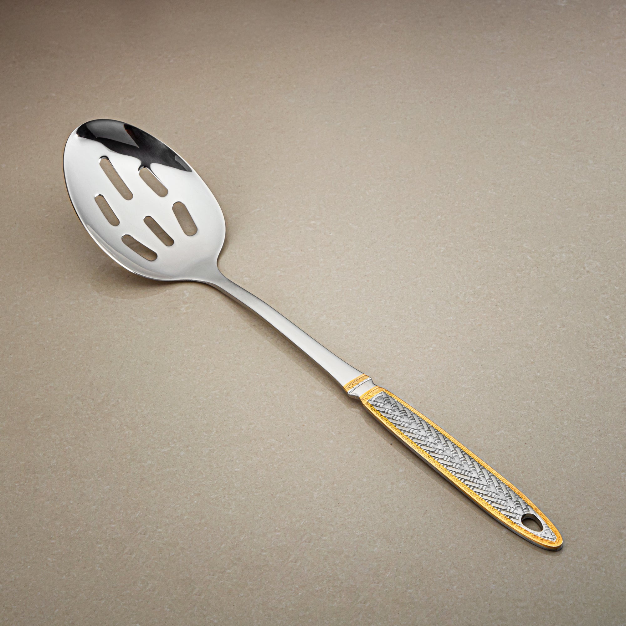 ملعقة مشقوقة المرجان، ستانلس ستيل، فضي وذهبي (CUT0010509) أدوات مائدة أنيقة