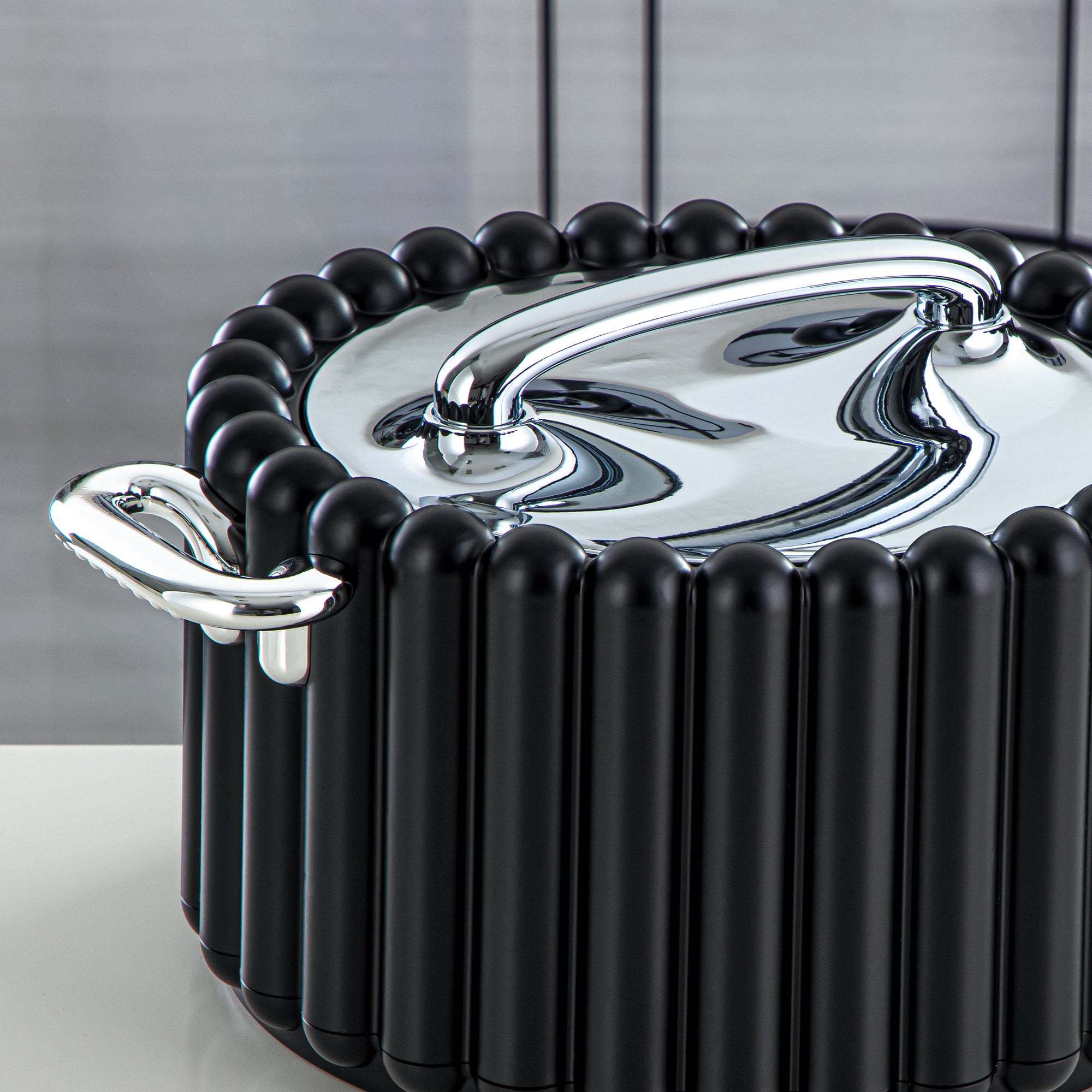 Almarjan 3 Pieces Plastic Hot Pot Set Black & Silver - EI-150/200/250 B/C