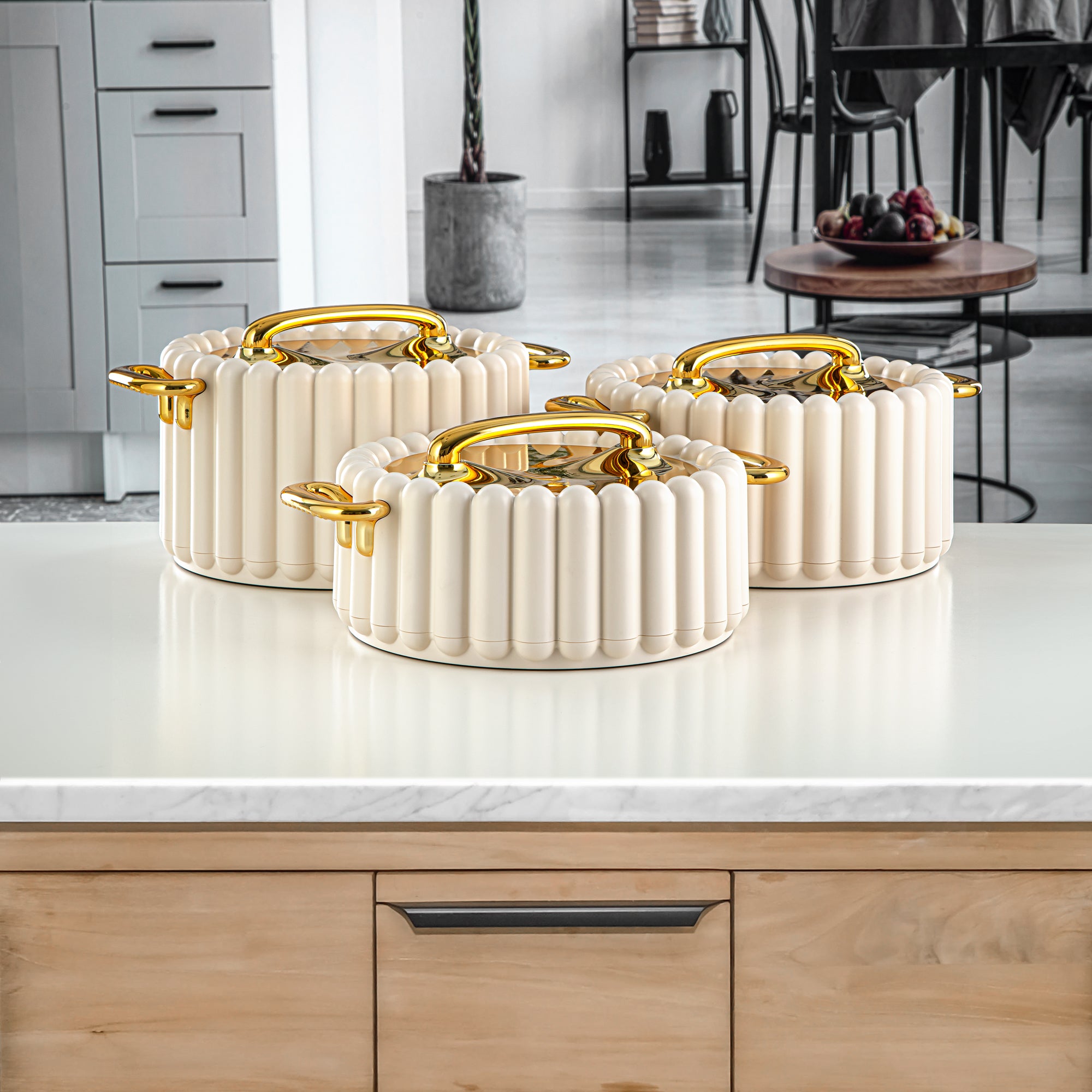 المرجان حرارات بلاستيك 3 قطع، عاجي وذهبي - EI-150/200/250 IV/G