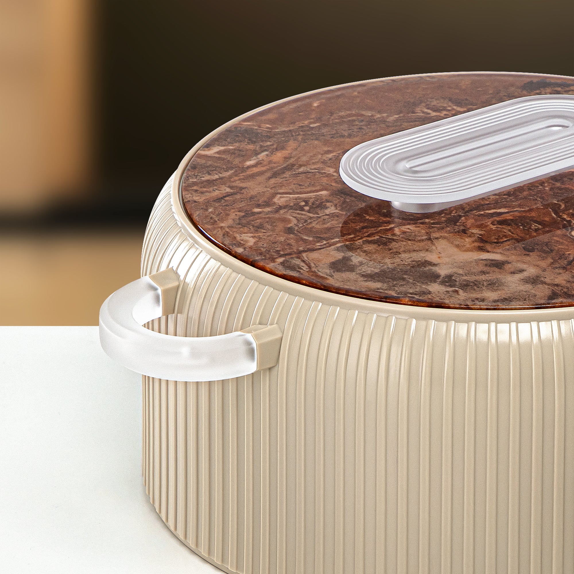 ألمرجان حرارات بلاستيك، مجموعة من 3 قطع، بيج وثلجي، 2000 مل + 4000 مل + 6500 مل (EK-200/400/650 BR/FA) أدوات تقديم رمضان