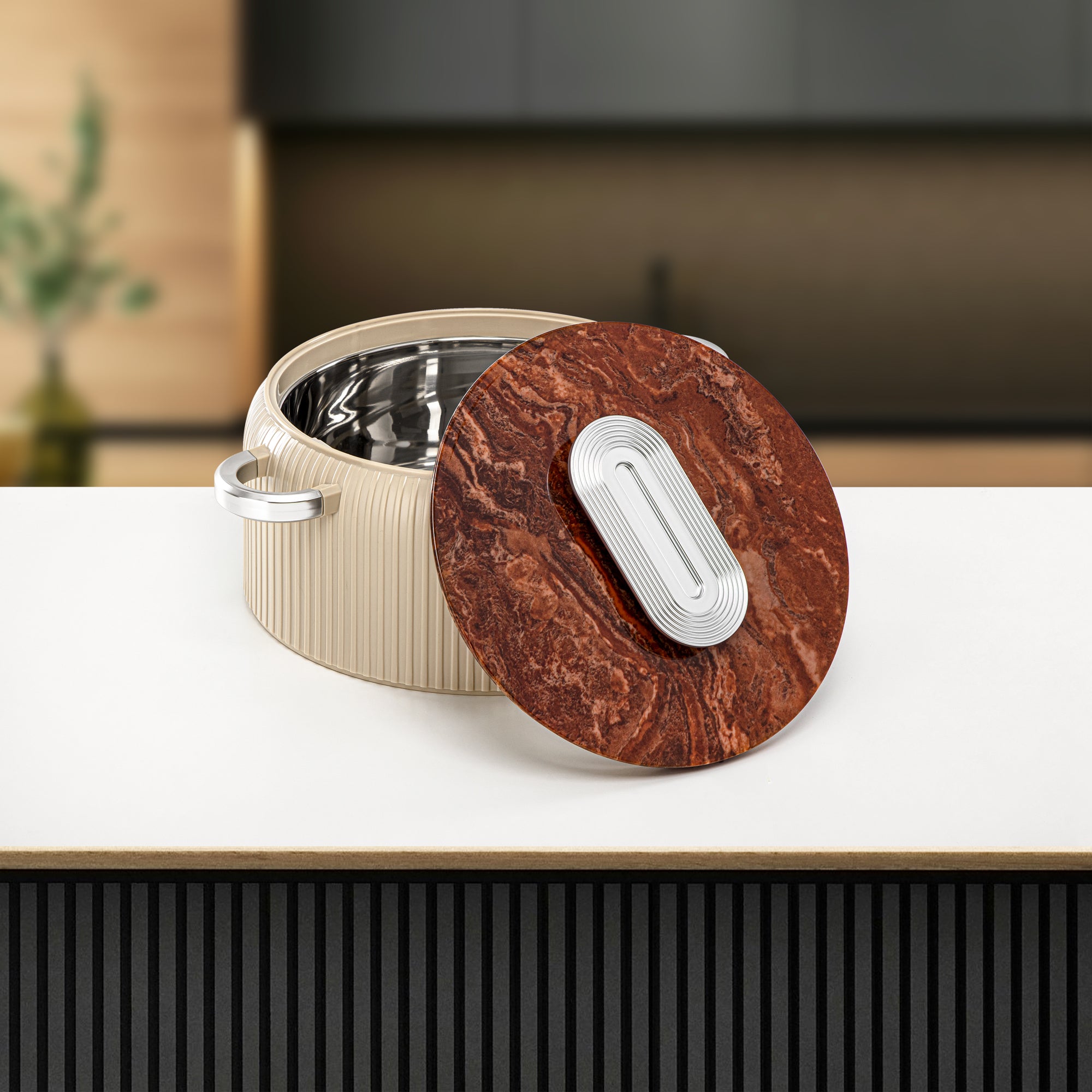 ألمرجان حرارات بلاستيك، مجموعة من 3 قطع، بيج وفضي، 2000 مل + 4000 مل + 6500 مل (EK-200/400/650 BR/MC) أدوات تقديم رمضان