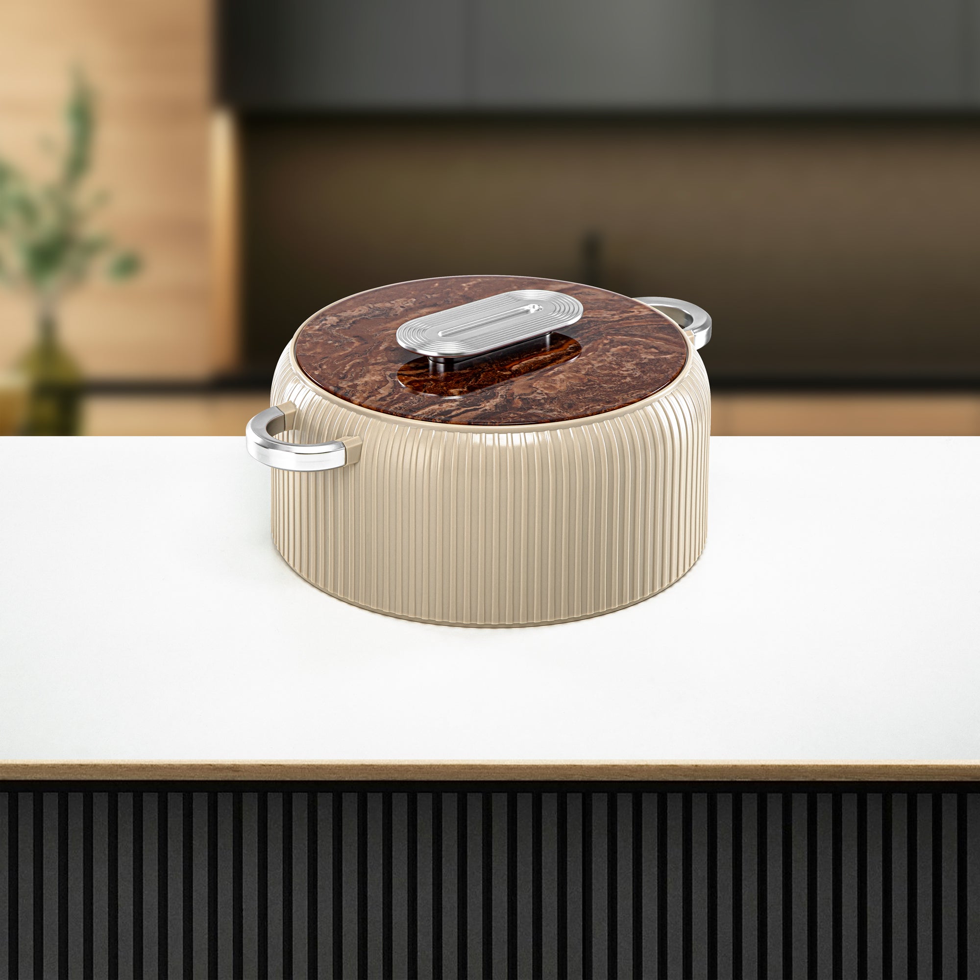 ألمرجان حرارات بلاستيك، مجموعة من 3 قطع، بيج وفضي، 2000 مل + 4000 مل + 6500 مل (EK-200/400/650 BR/MC) أدوات تقديم رمضان