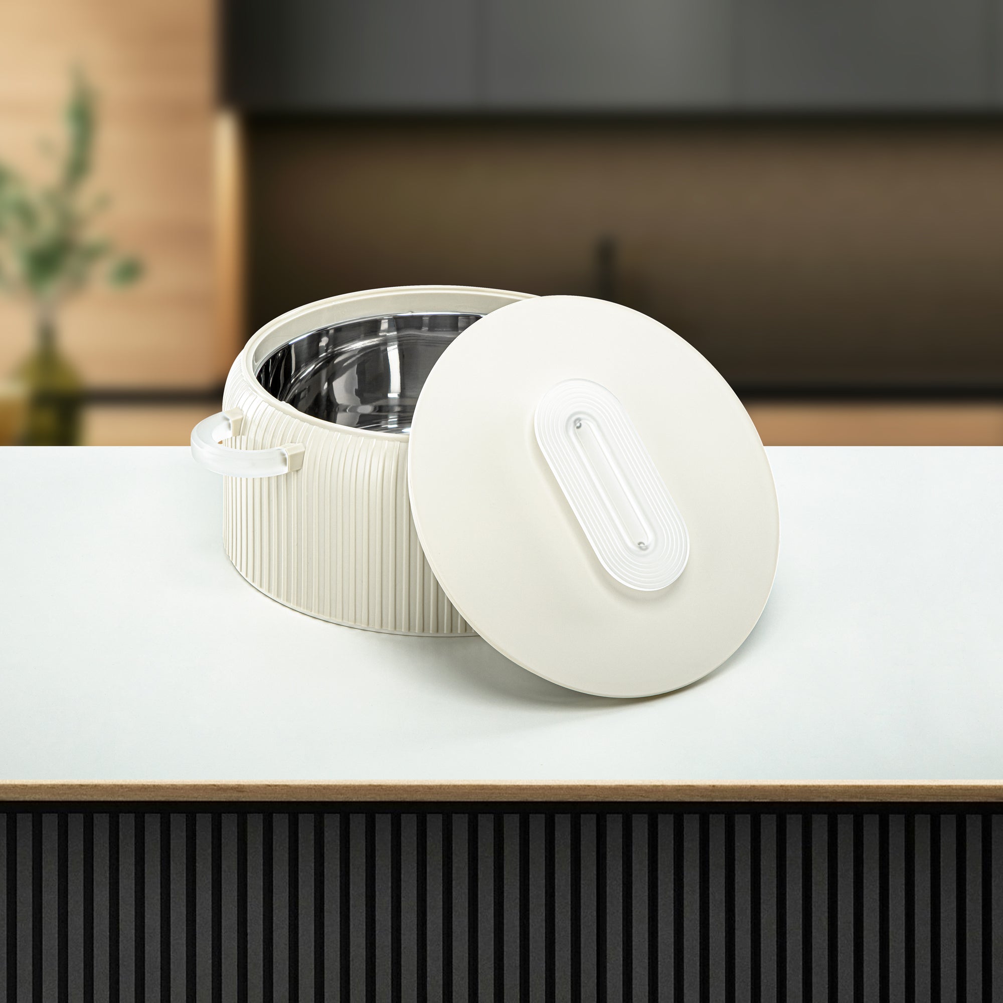 ألمرجان حرارات بلاستيك، مجموعة من 3 قطع، عاجي وثلجي، 2000 مل + 4000 مل + 6500 مل (EK-200/400/650 MIV/FA) أدوات تقديم رمضان