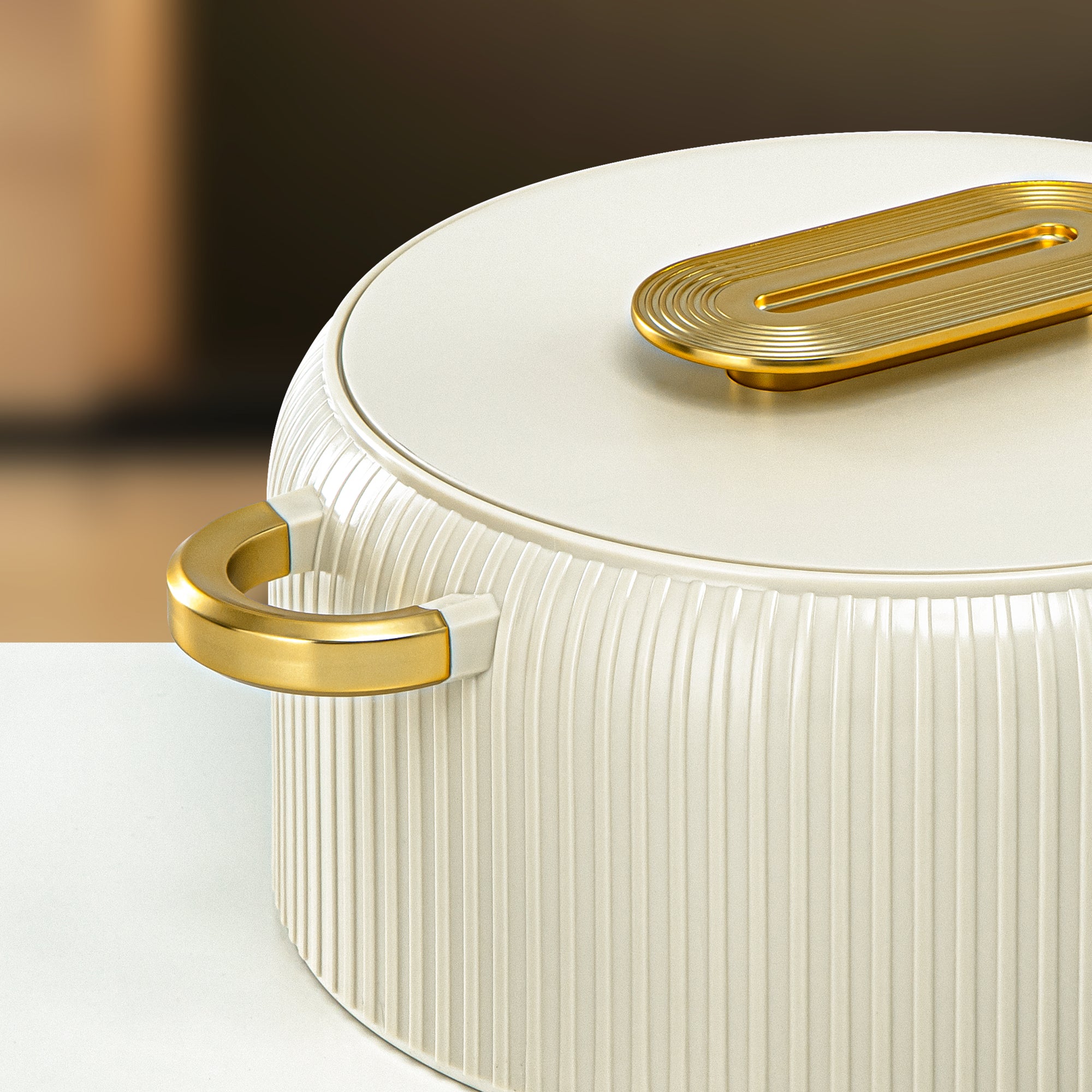 ألمرجان حرارات بلاستيك، مجموعة من 3 قطع، عاجي وذهبي، 2000 مل + 4000 مل + 6500 مل (EK-200/400/650 MIV/MG) أدوات تقديم رمضان