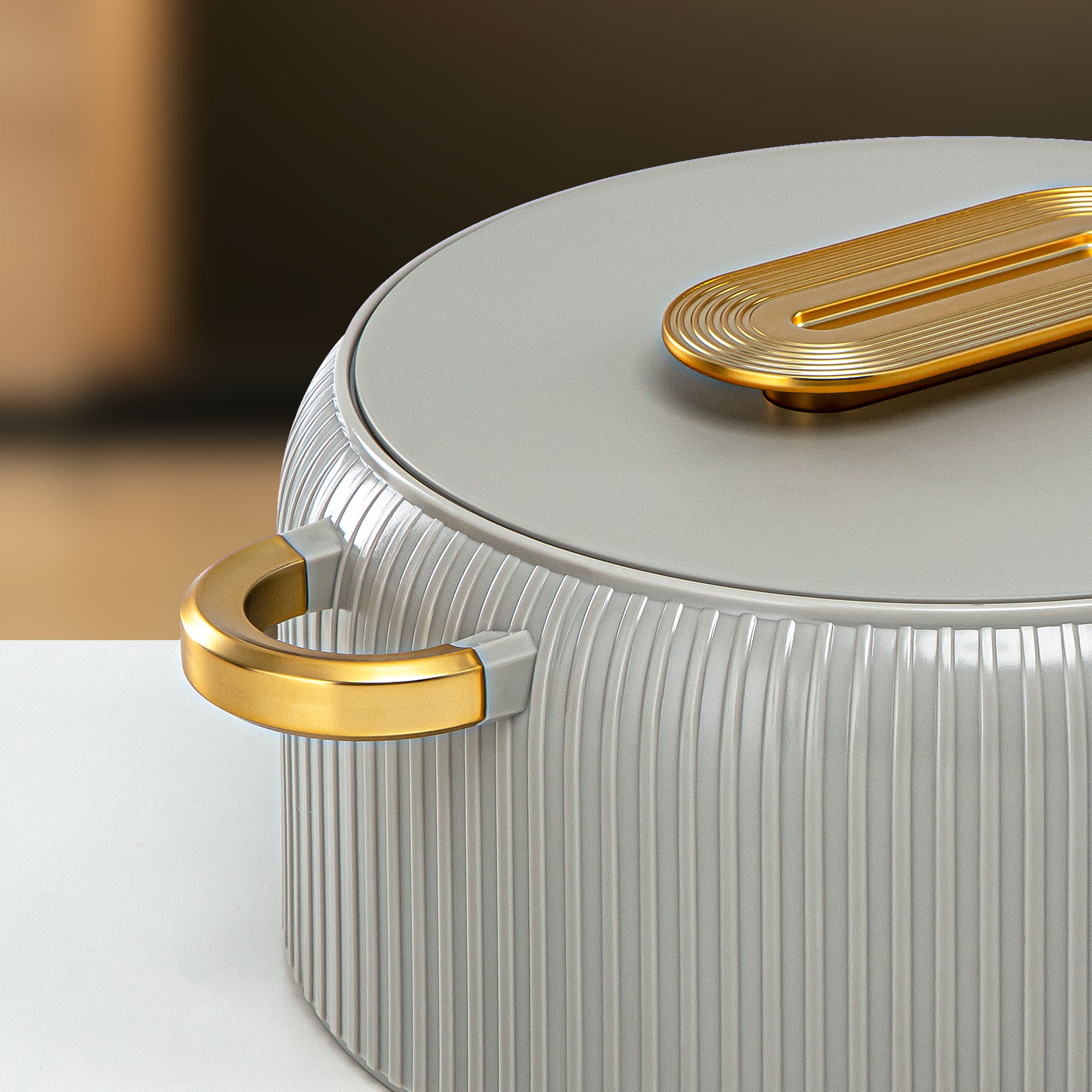 ألمرجان حرارات بلاستيك، مجموعة من 3 قطع، رمادي فاتح وذهبي، 2000 مل + 4000 مل + 6500 مل (EK-200/400/650 MSG/MG) أدوات تقديم رمضان