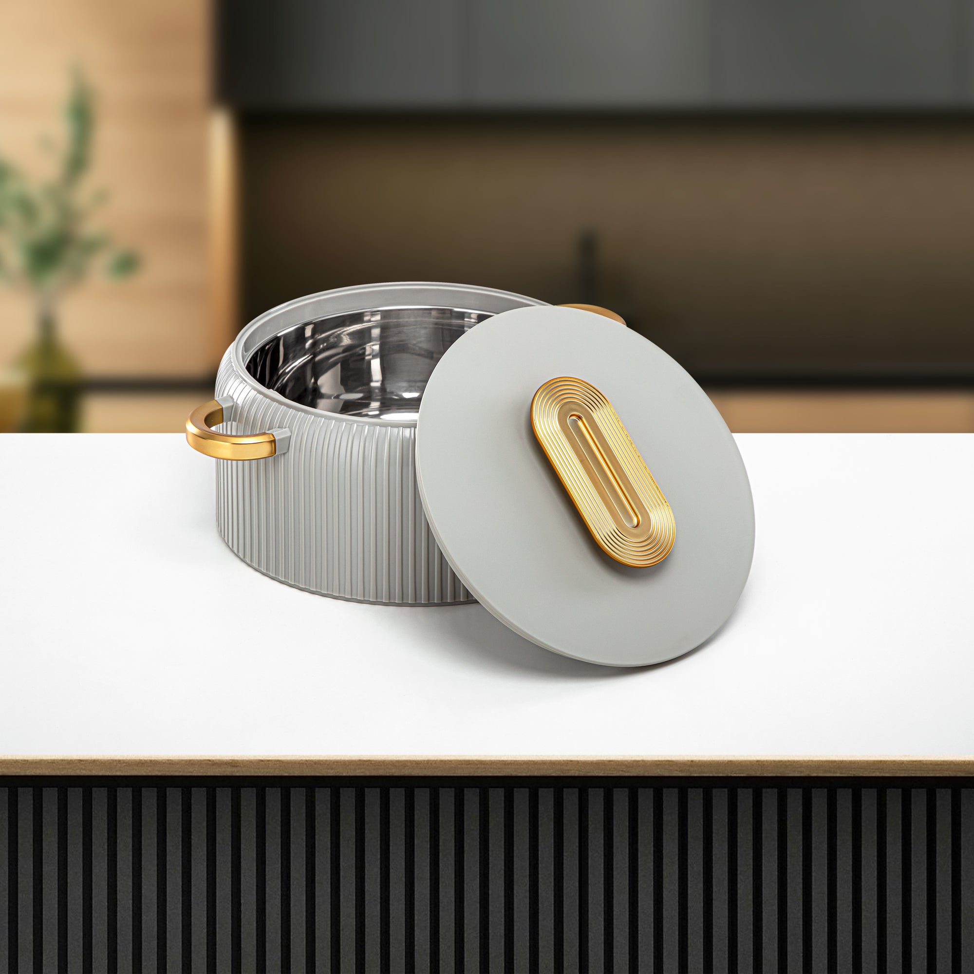 ألمرجان حرارات بلاستيك، مجموعة من 3 قطع، رمادي فاتح وذهبي، 2000 مل + 4000 مل + 6500 مل (EK-200/400/650 MSG/MG) أدوات تقديم رمضان