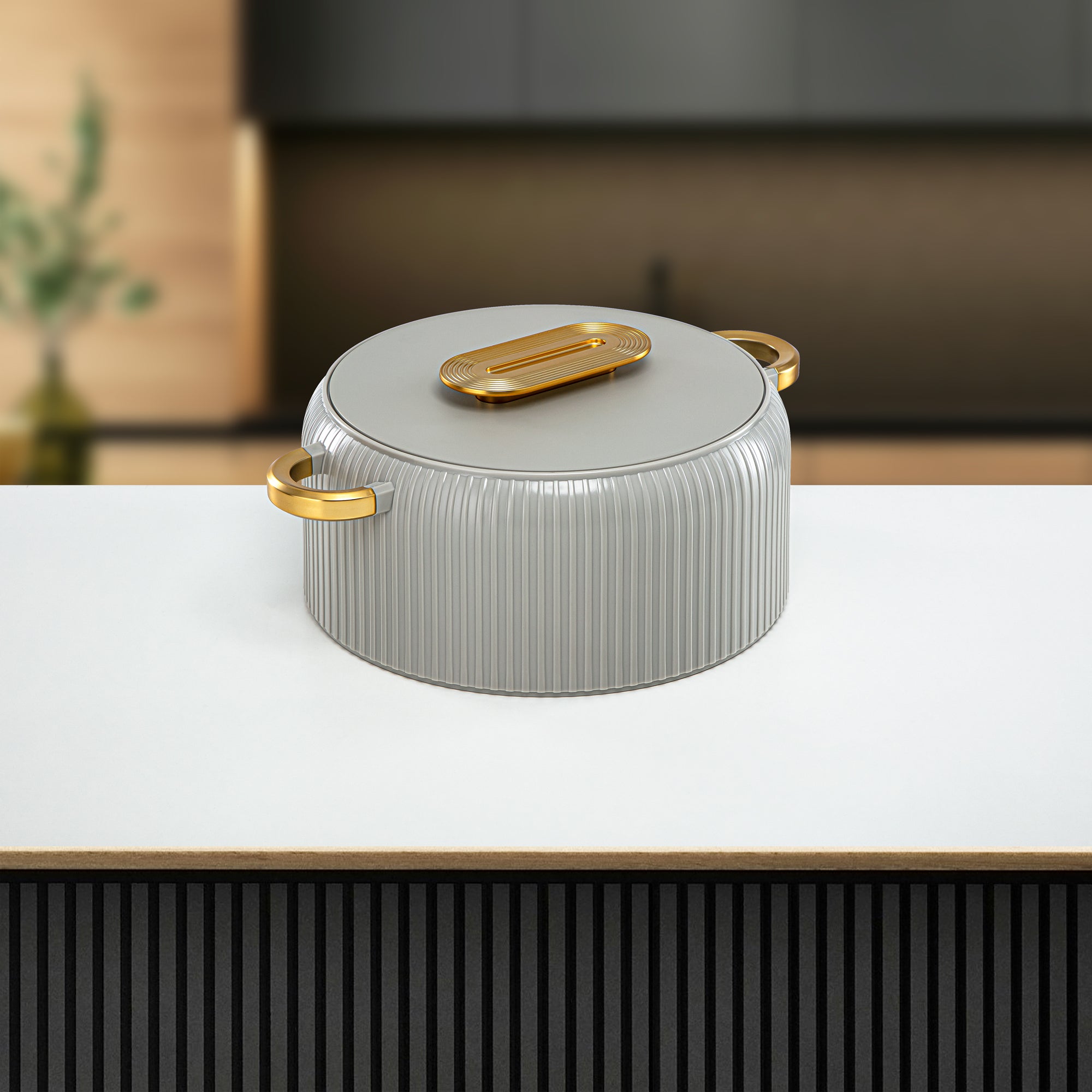 ألمرجان حرارات بلاستيك، مجموعة من 3 قطع، رمادي فاتح وذهبي، 2000 مل + 4000 مل + 6500 مل (EK-200/400/650 MSG/MG) أدوات تقديم رمضان