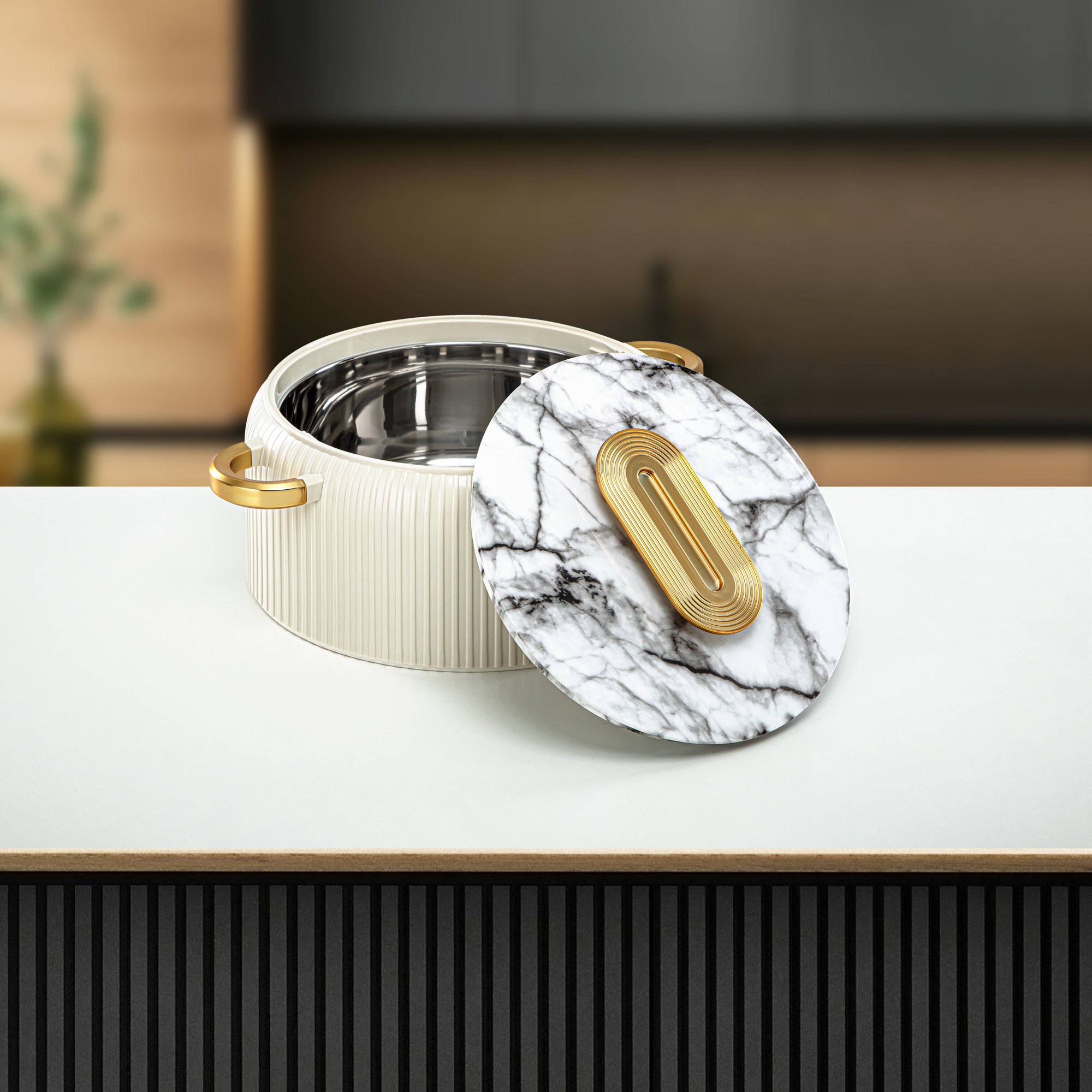 ألمرجان حرارات بلاستيك، مجموعة من 3 قطع، أبيض وذهبي، 2000 مل + 4000 مل + 6500 مل (EK-200/400/650 WM/MG) أدوات تقديم رمضان