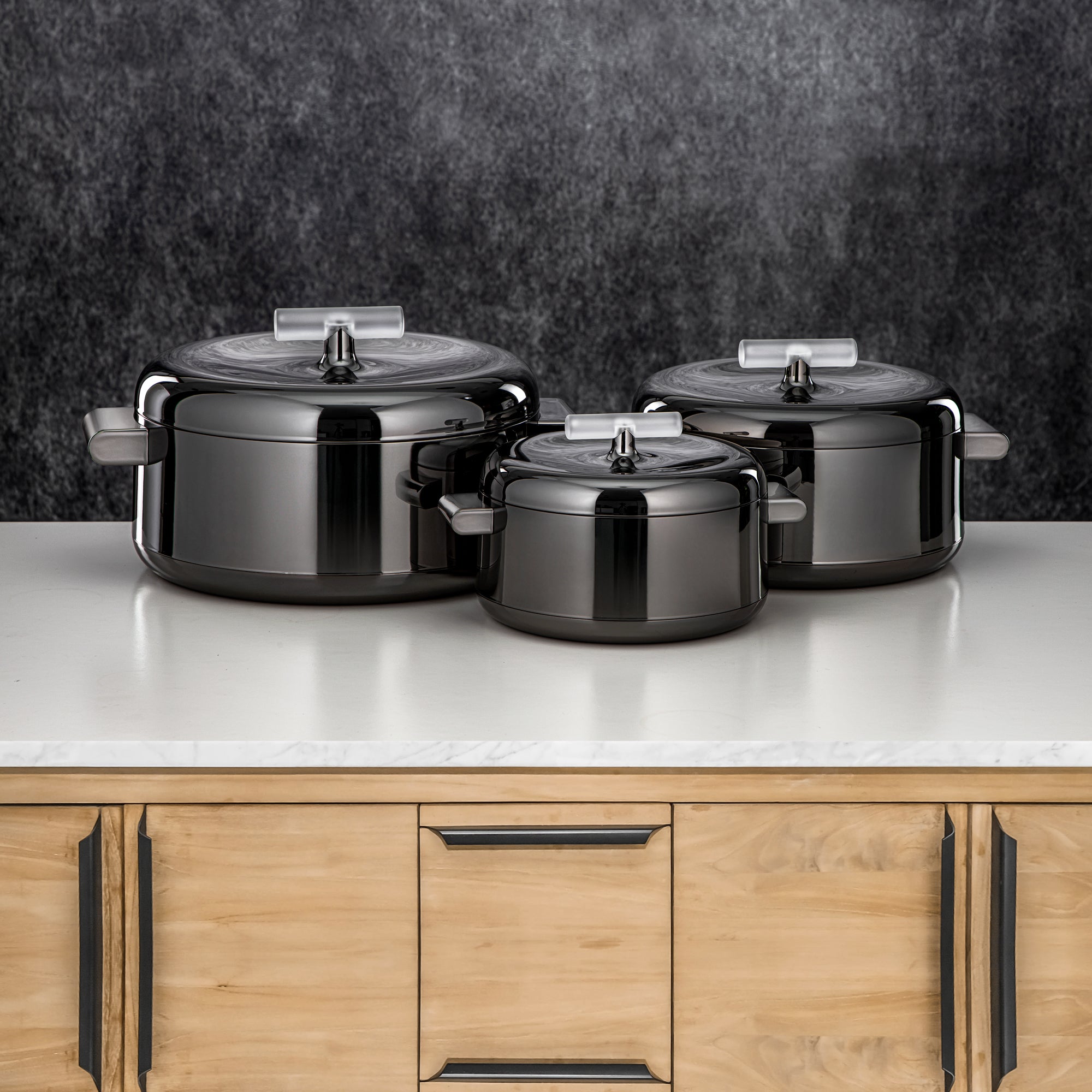 المرجان حرارات Set ABS 1L, 2.5L, 3L Gun black & frost (EL-100/250/300 GBL/FA)