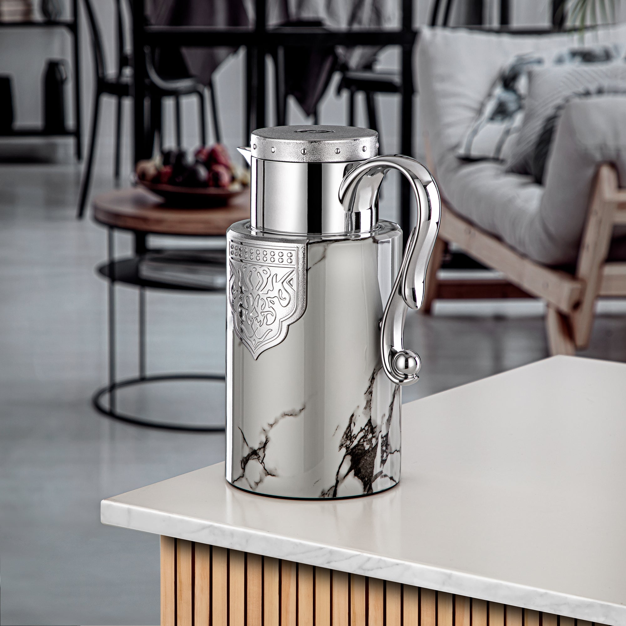 المرجان طقم ترامس 2 قطعة رخامي وفضي - FG207 AB-100 GRMR/C