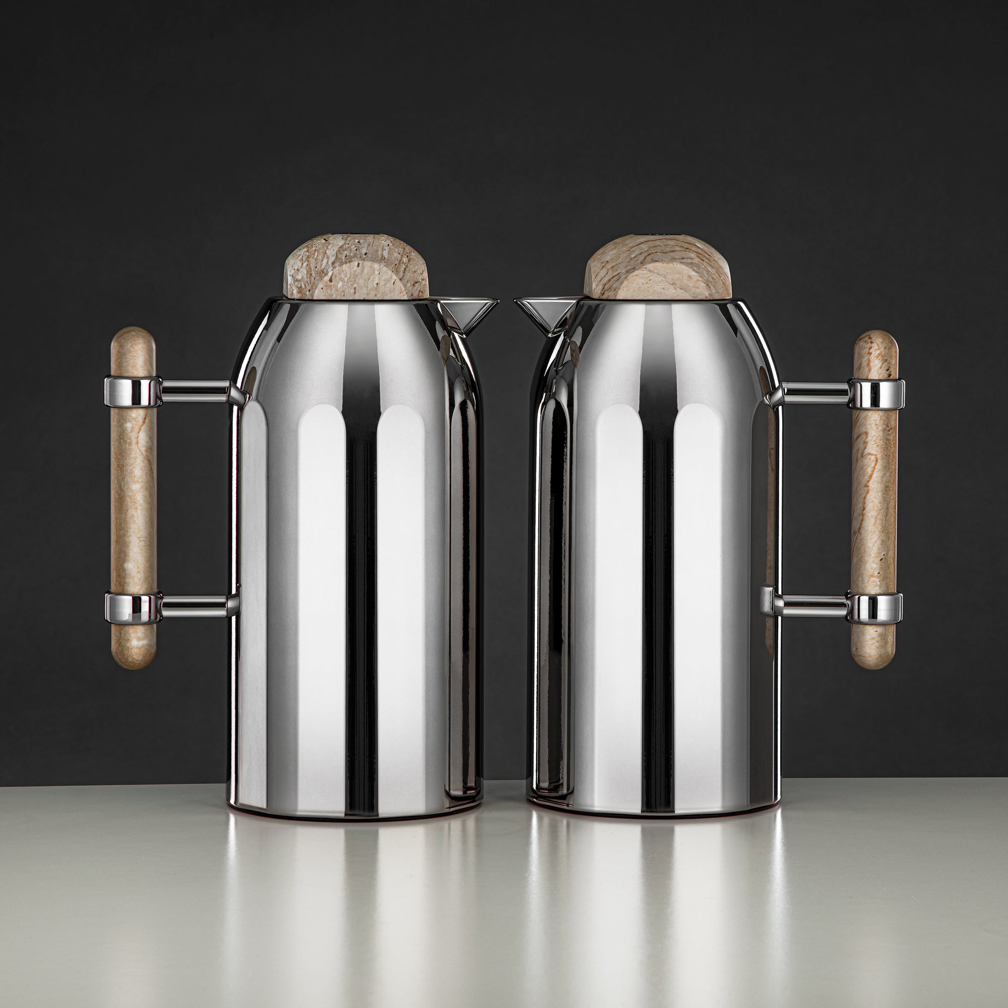 طقم ترامس المرجان فضي بمقبض وغطاء من الترافرتين 1L + 1L (FG211-AB-100 MC/TM) – تقديم أنيق | رمضان و التجمعات