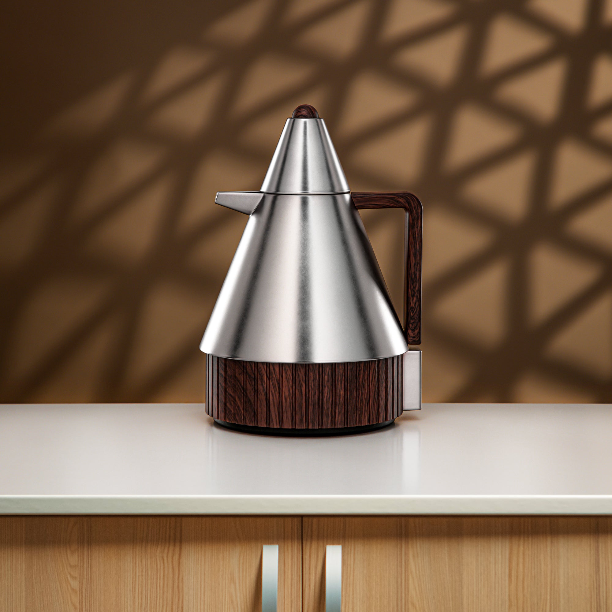 Almarjan Vacuum Flask Set 1L + 1L Matt Nickel & Dark Wood